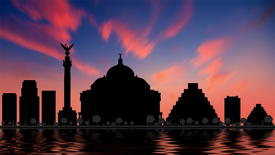 Silhouette Mexico City Skyline - HD Wallpaper 