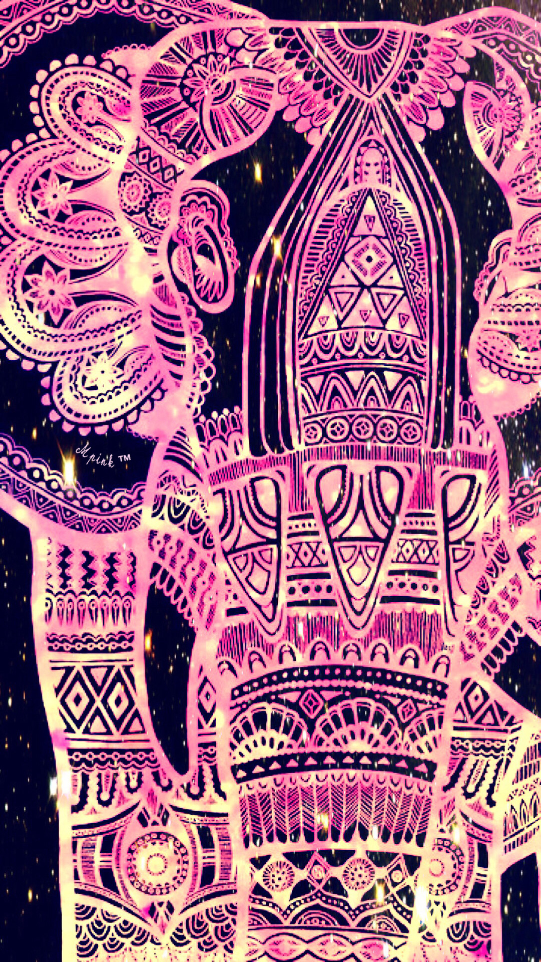 Tribal Pink Elephant Wallpaper/lockscreen Girly, Cute, - Girly Cute Elephant - HD Wallpaper 