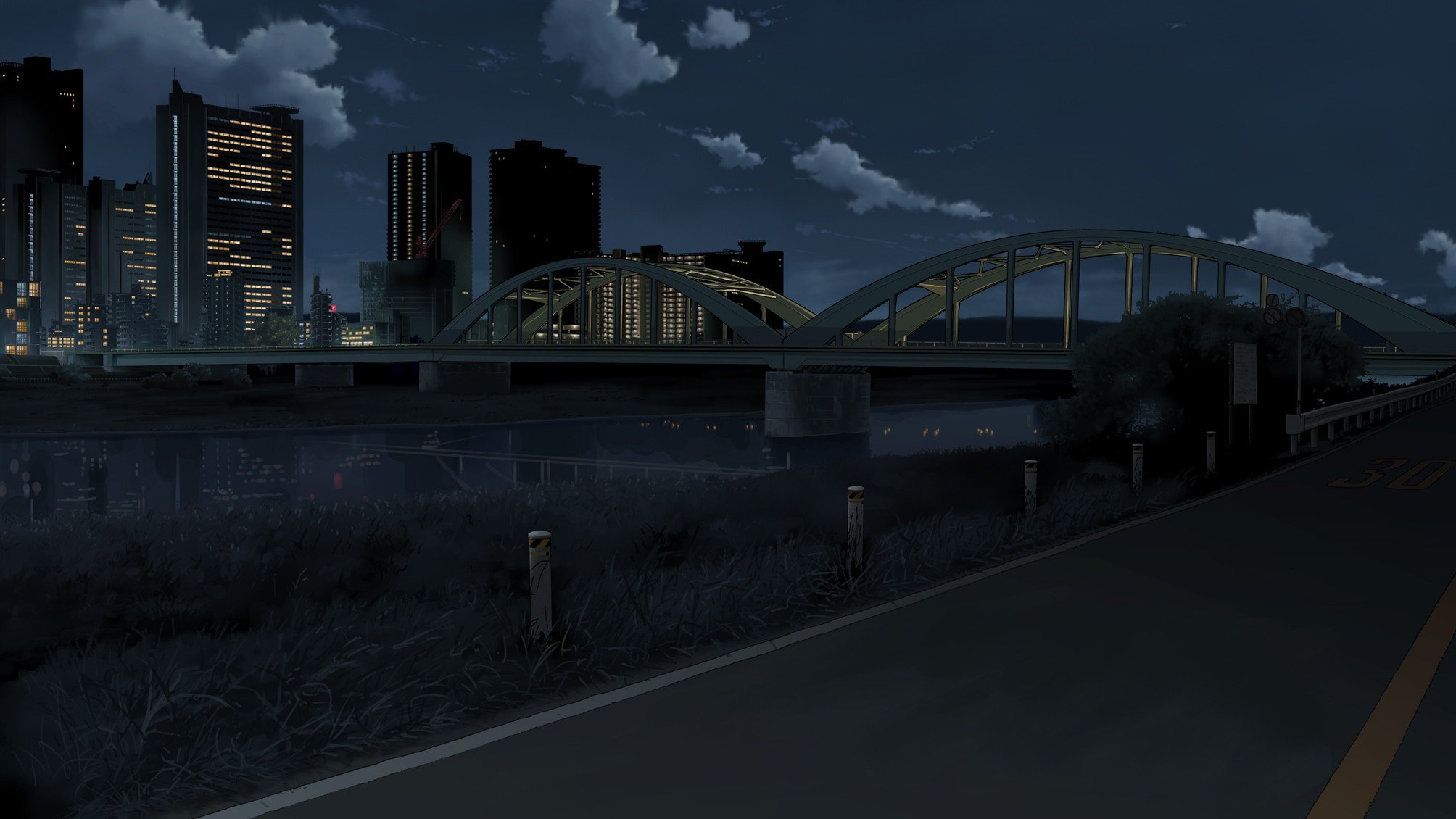 Dark City Street Background - Dark Street Anime Background - HD Wallpaper 