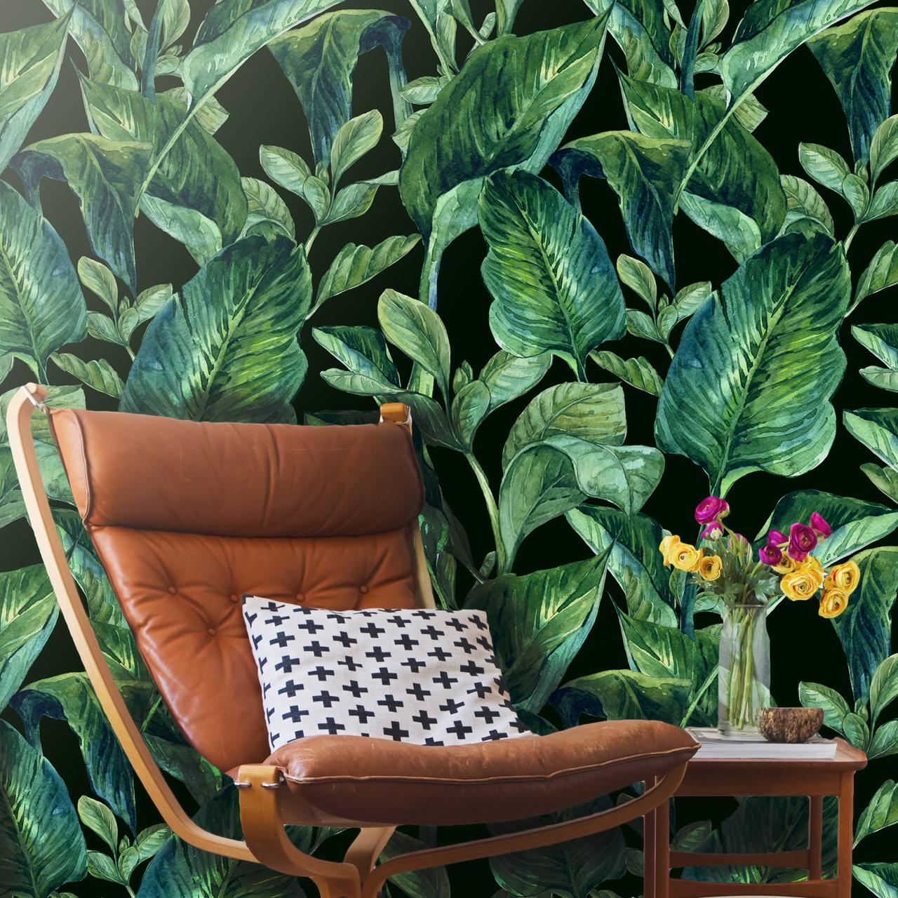 Banana Leaf Wallpaper Bedroom - HD Wallpaper 