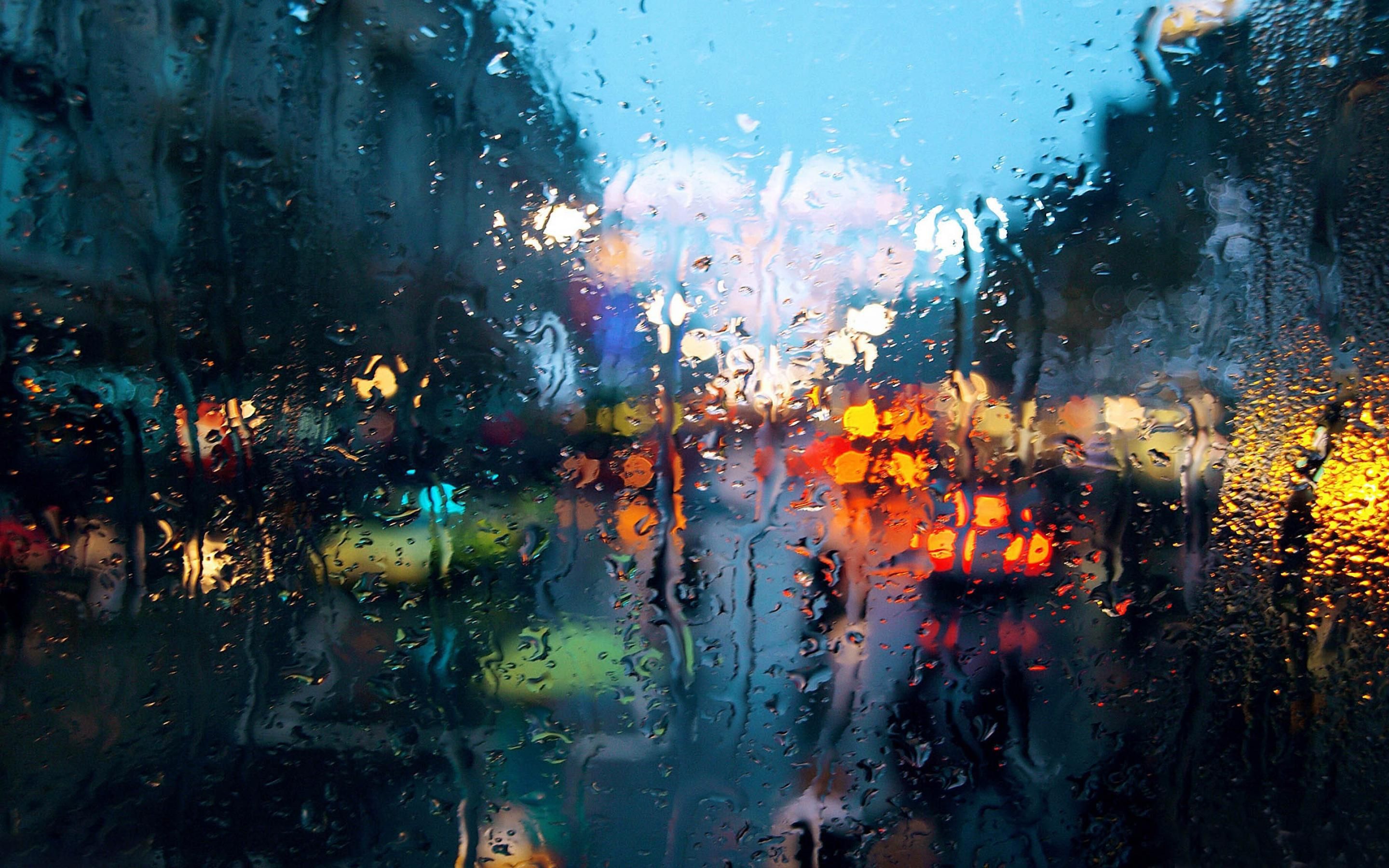 Rainy City Background - 2880x1800 Wallpaper 