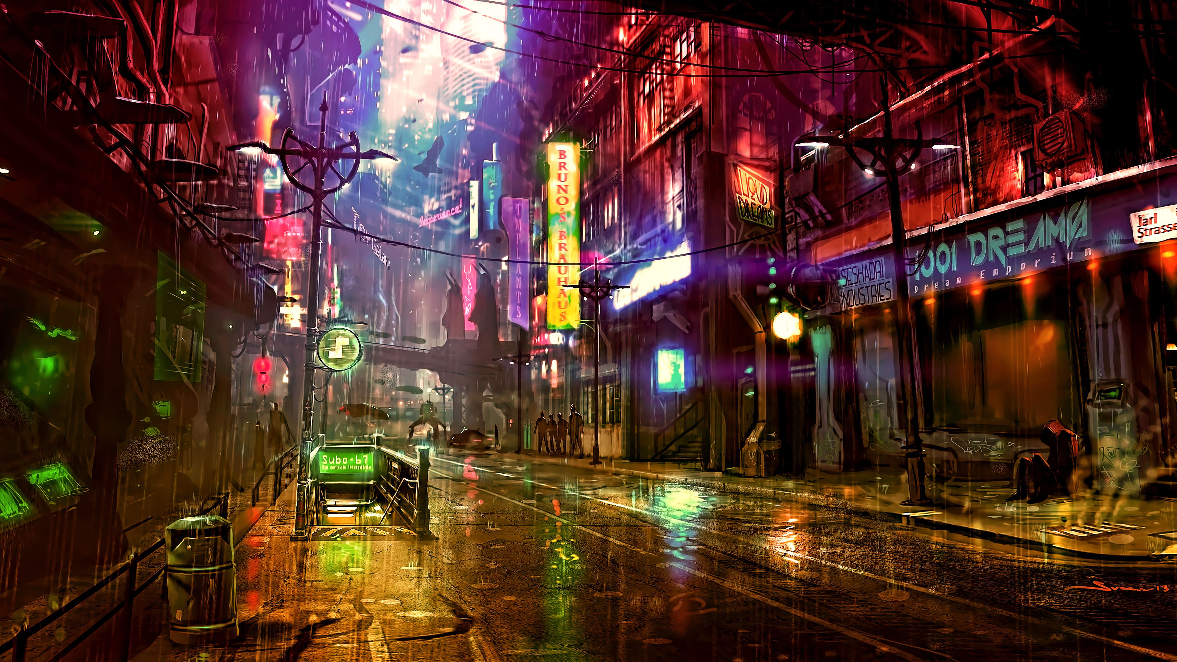 Futuristic City Cyberpunk Neon Street Digital Art 4k, - Cyberpunk 4k - HD Wallpaper 