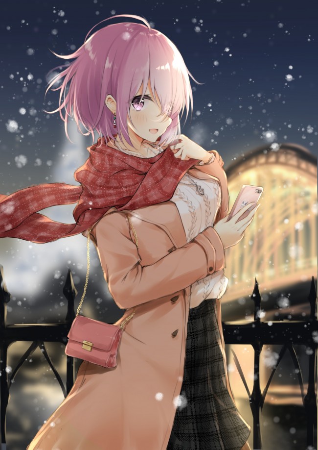 Mash Kyrielight, Pink Hair, Fate Grand Order, Scarf, - Mash Kyrielight - HD Wallpaper 