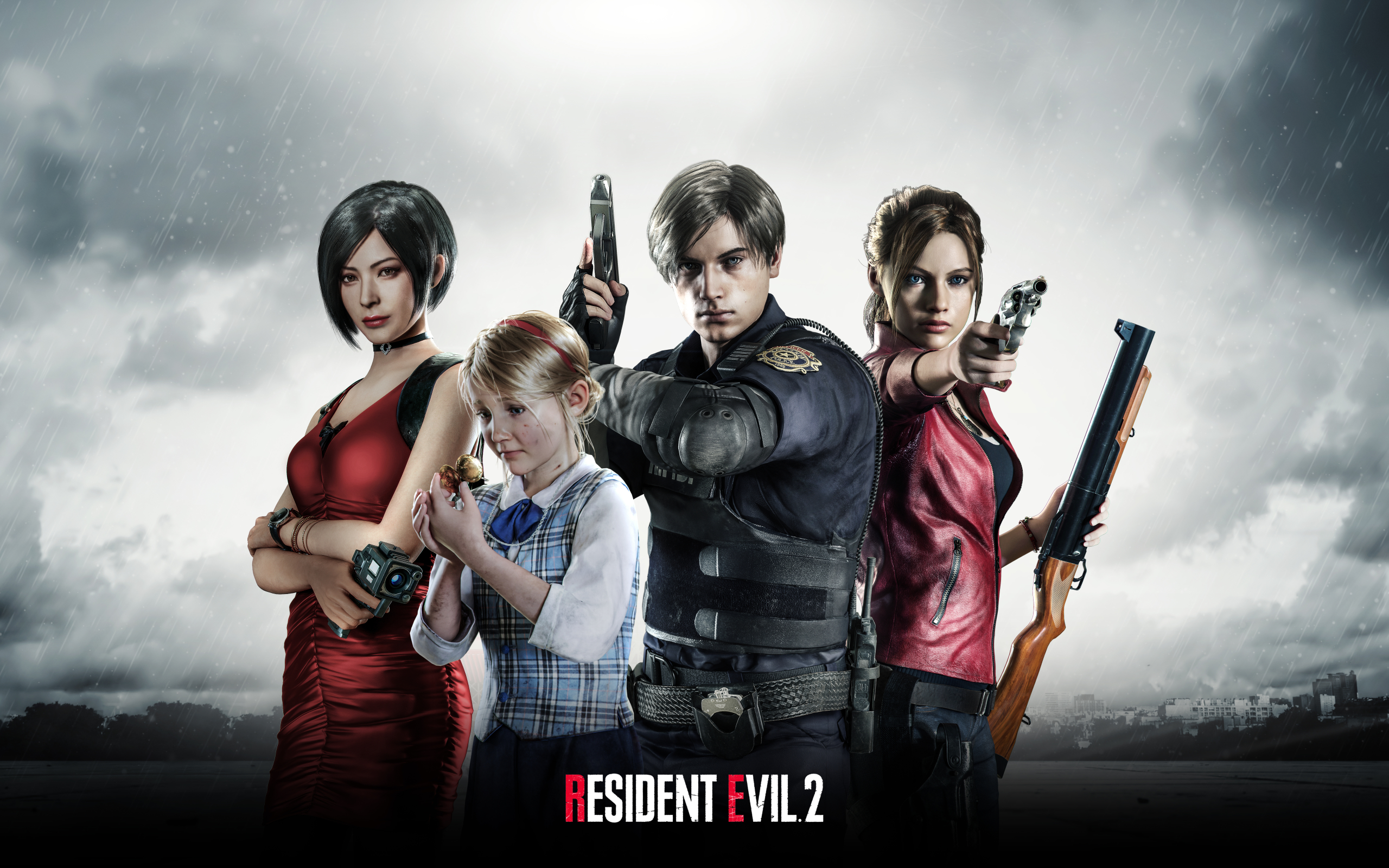 Wallpaper Of Ada Wong, Claire Redfield, Leon S - Resident Evil 2 Artwork - HD Wallpaper 
