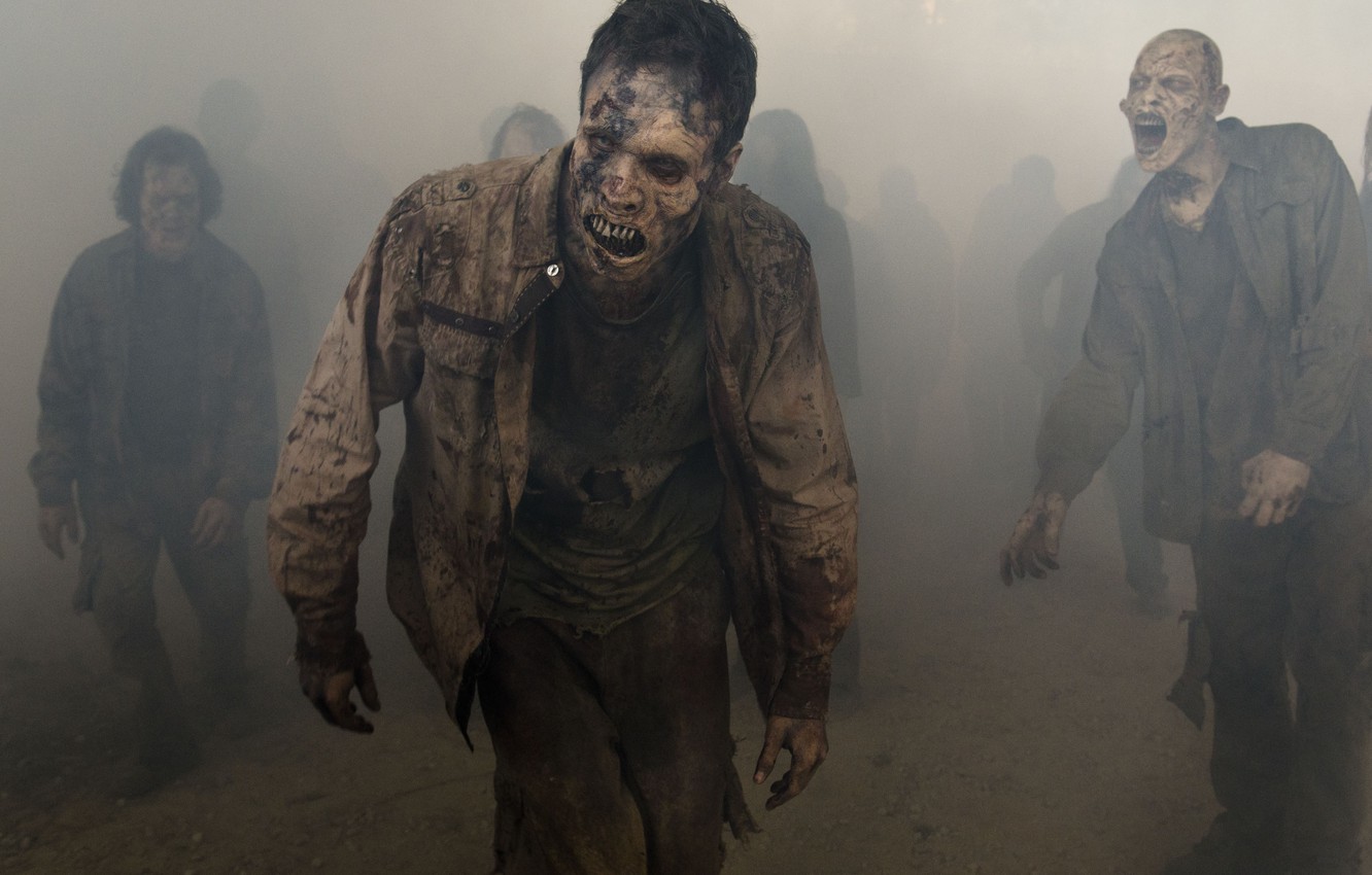Photo Wallpaper Wallpaper, Zombie, Dead, Death, Mist, - Walking Dead Zombies Night - HD Wallpaper 