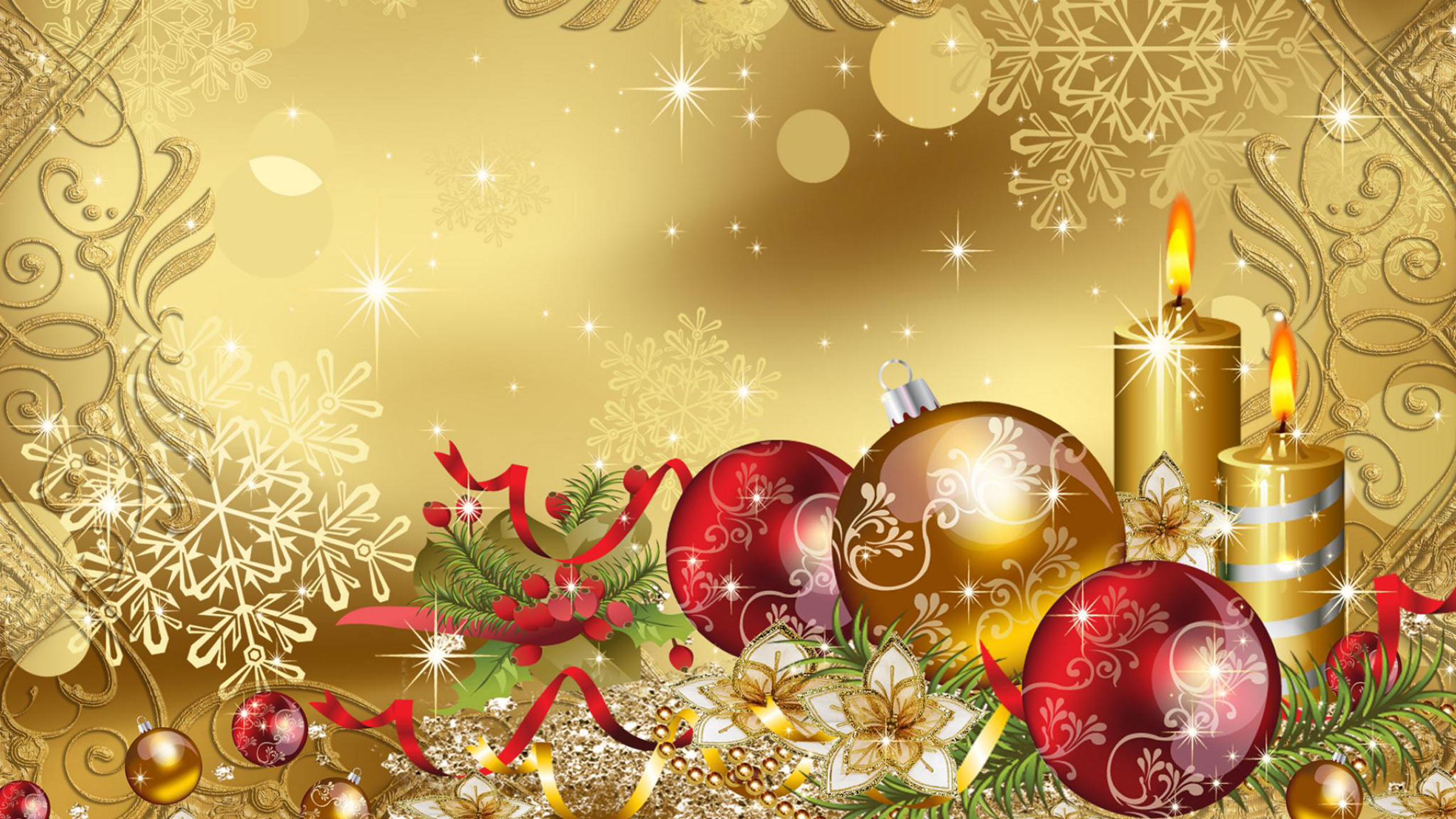 Gold Christmas Background Hd - HD Wallpaper 