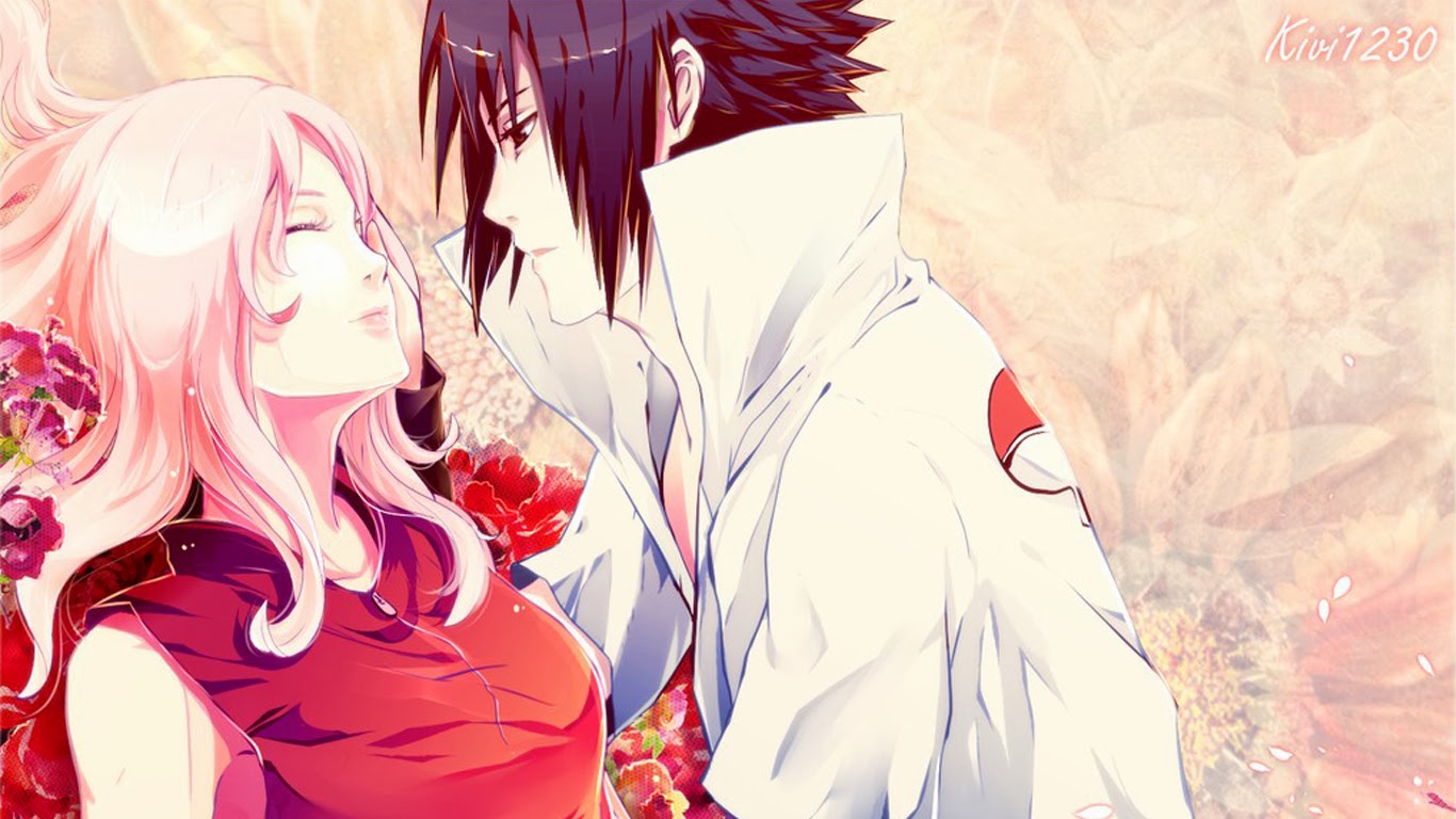 Romantic Anime Wallpapers Wallpaper - Sakura Sasuke Art Naruto - HD Wallpaper 