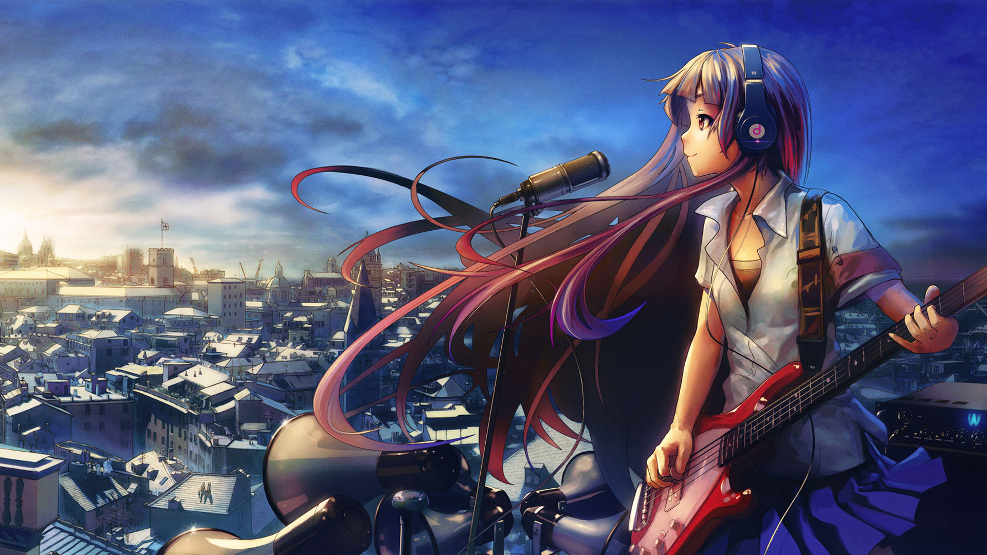 Music Guitar Anime Girl Hd Wallpapers - Hot Anime Girl Background -  1366x768 Wallpaper 