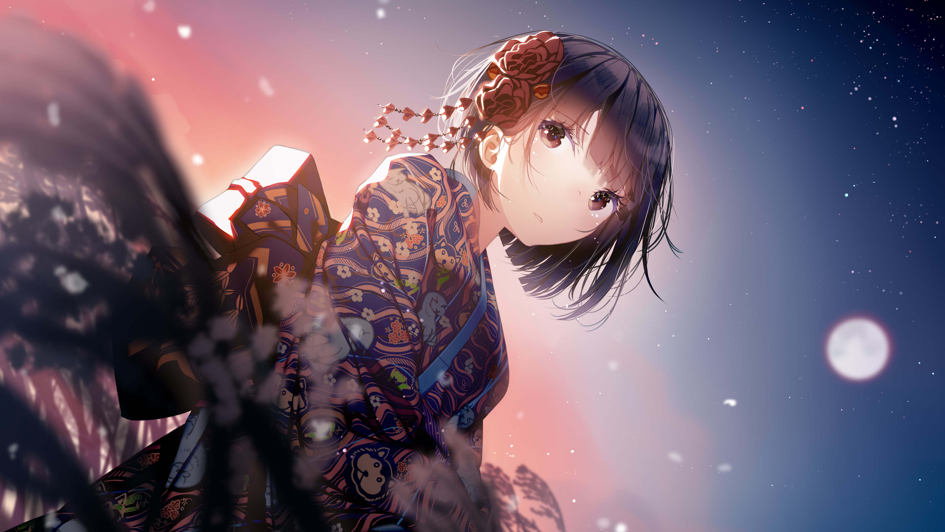 Anime Girl Kimono Uhd 4k Wallpaper - HD Wallpaper 