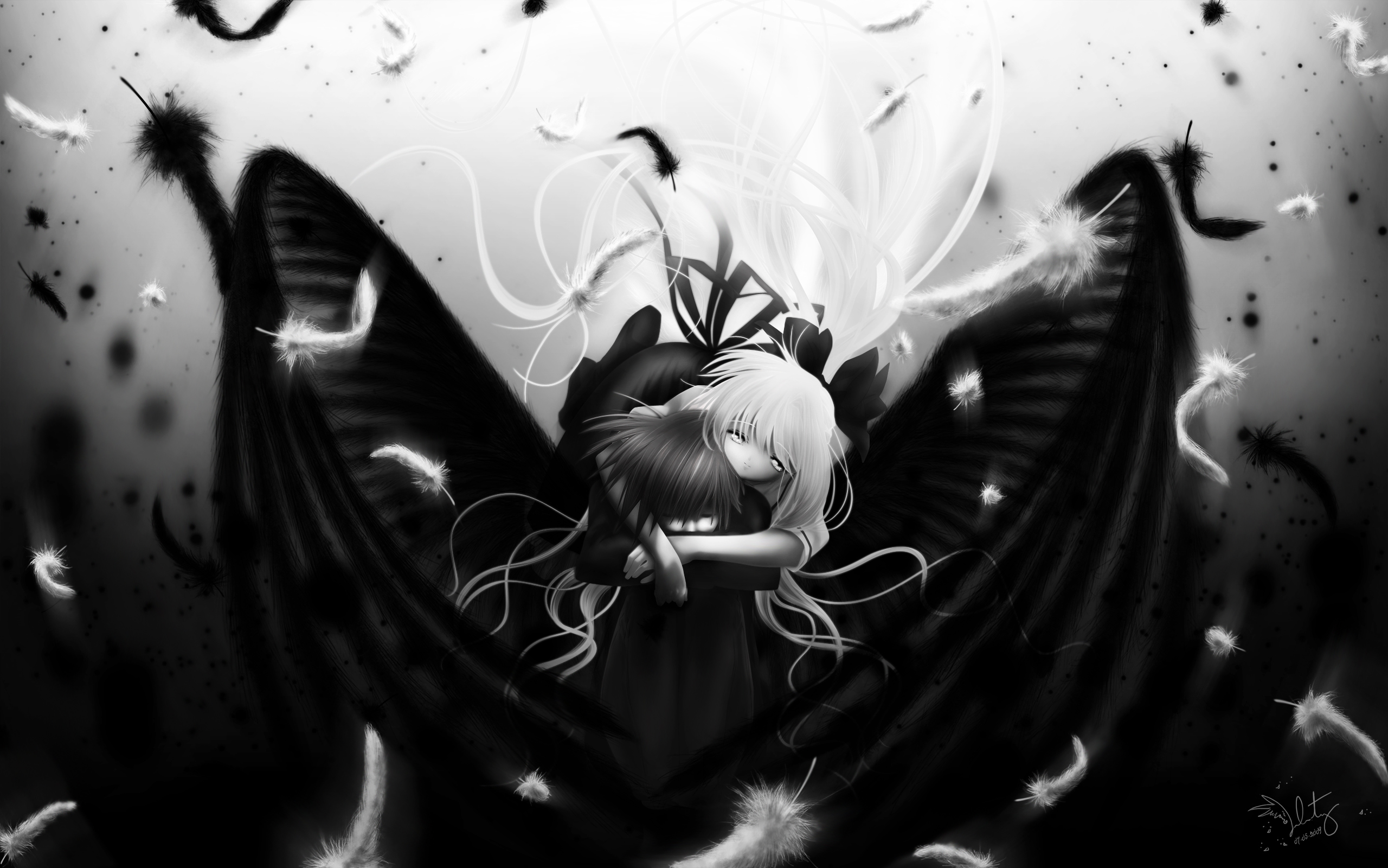 Black White Anime - HD Wallpaper 