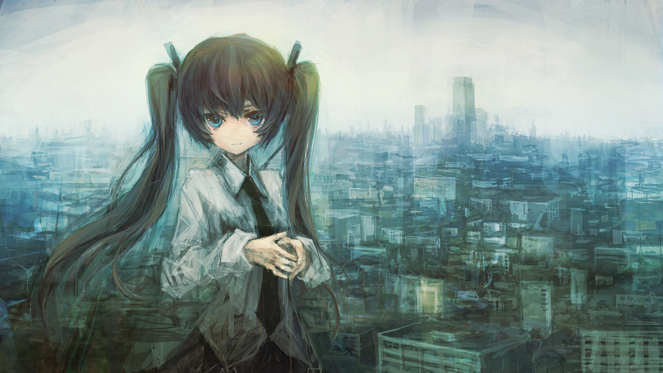 Anime Painting Hatsune Miku Widescreen Wallpaper - Anime Paint - HD Wallpaper 