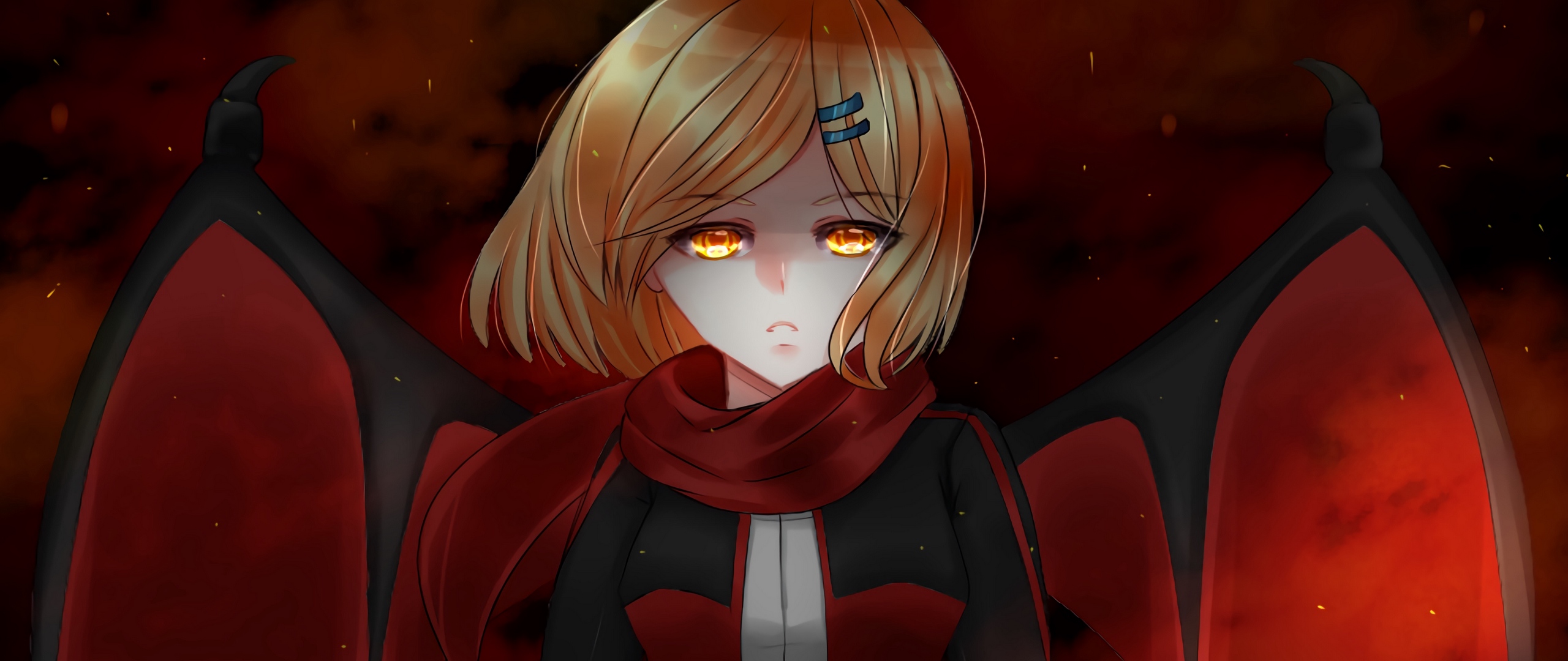 Wallpaper Girl, Anime, Red, Look - Red Anime - HD Wallpaper 