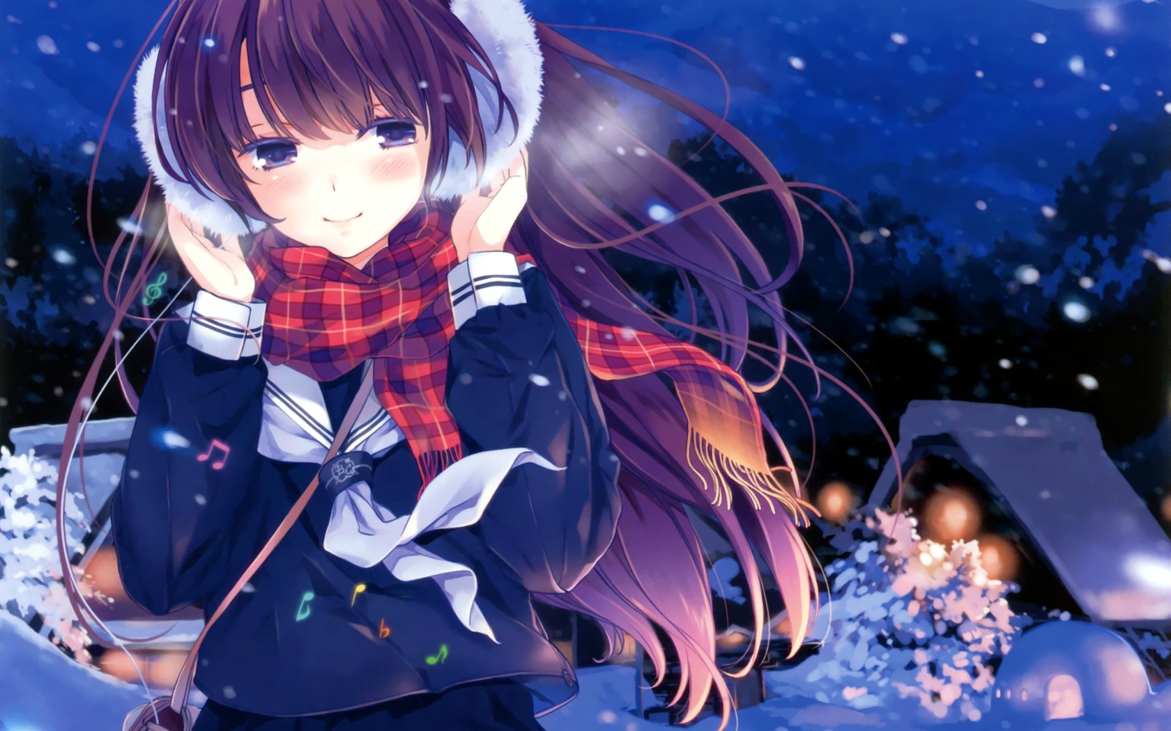 Anime Snow Wallpaper Winter Girl Wallpapers - Anime Girl In Winter - HD Wallpaper 
