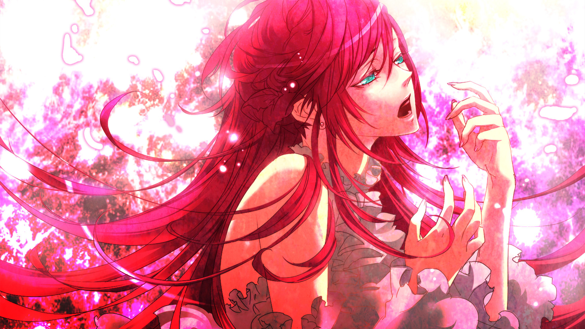 Anime Girl Red Hair - HD Wallpaper 