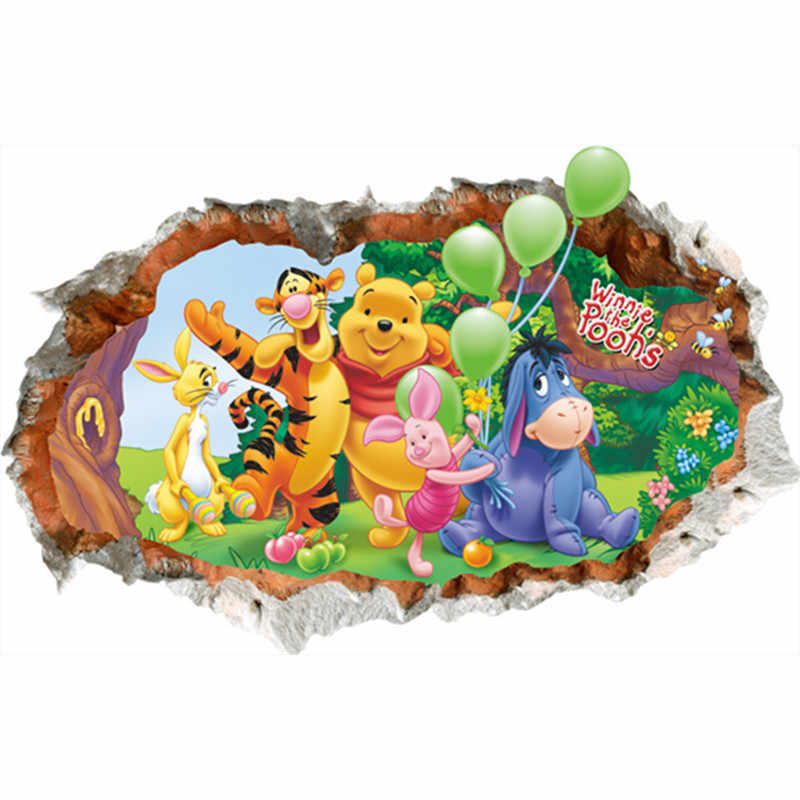 Funny Anime Pooh Mural Winnie Bear Tigger 3d Broken - Winnie The Pooh - HD Wallpaper 