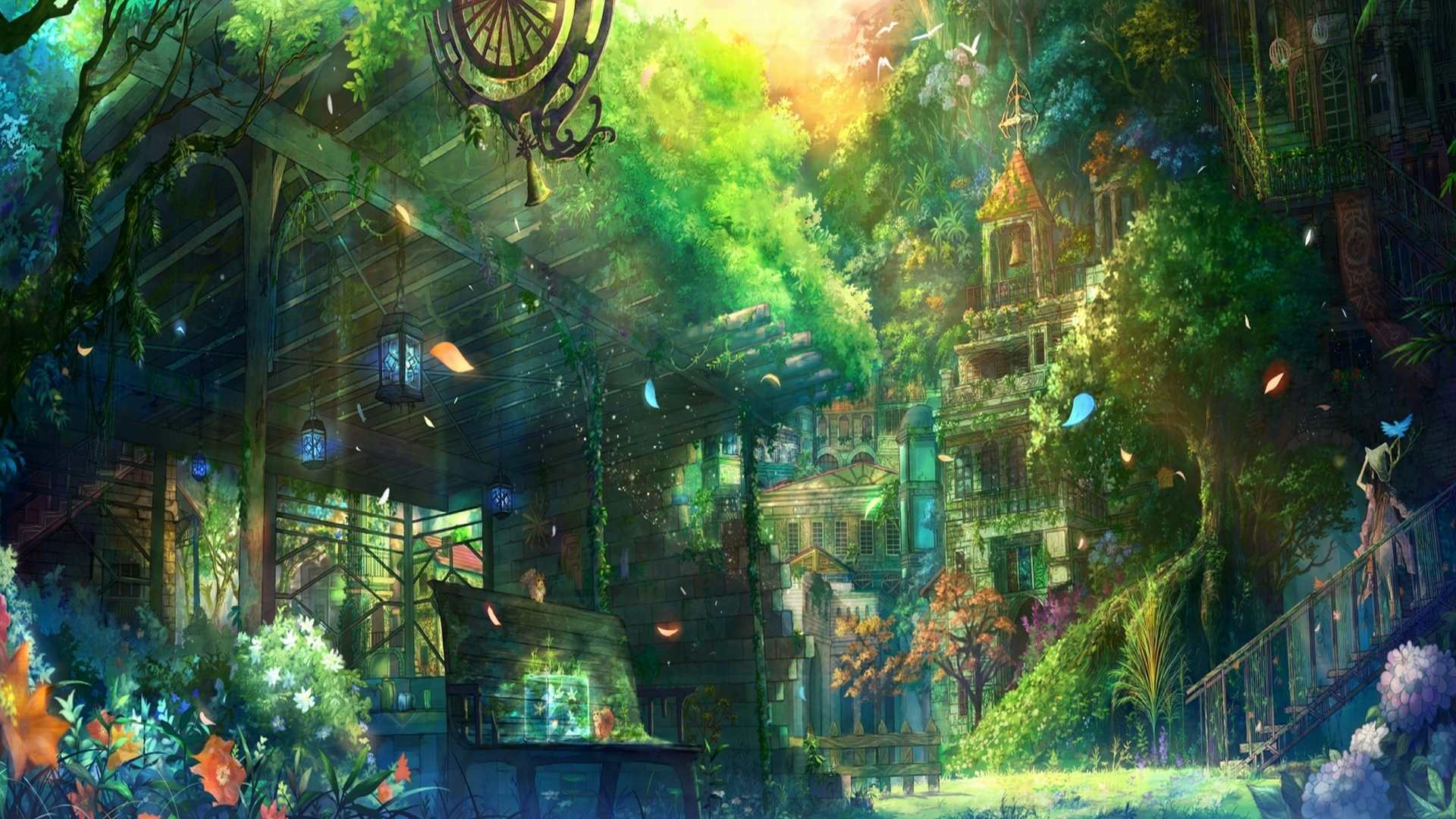 Pretty Anime City Wallpaper - Anime Fantasy Backgrounds - HD Wallpaper 