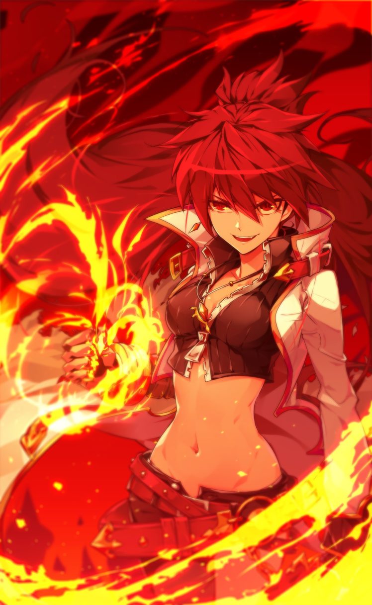 Anime Girl With Fiery Red Hair 748x1217 Wallpaper Teahub Io
