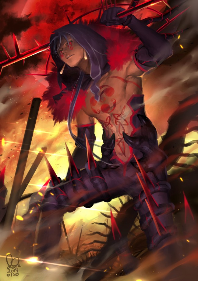 Fate Stay Night, Lancer, Demon, Sword, Red Eyes, Anime - Fate Cu Chulainn Alter - HD Wallpaper 