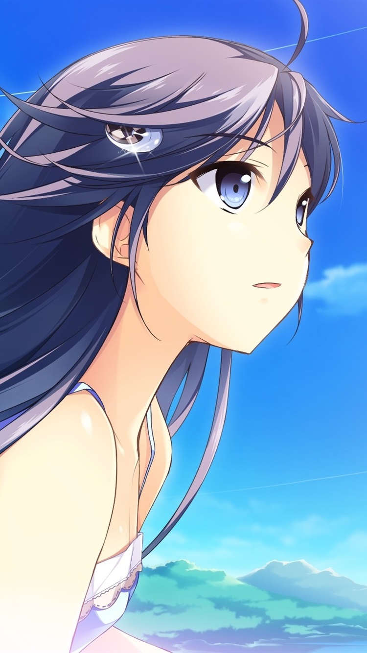 Iphone Wallpaper Blue Hair Anime Girl, Wind, Blue Sky - Eternalenvy Steam Profile - HD Wallpaper 