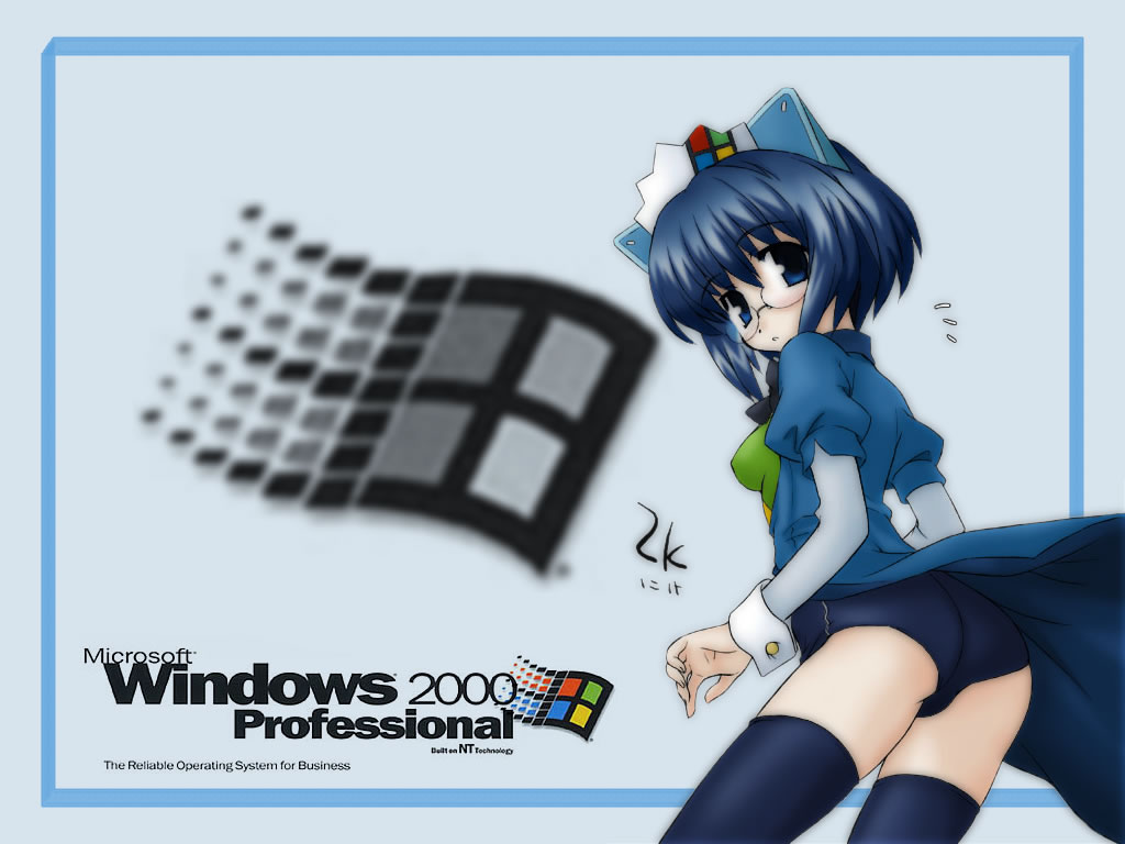 2000 Anthropomorphism Os-tan Thighhighs Windows - Asus Eee Pc Windows 98 - HD Wallpaper 