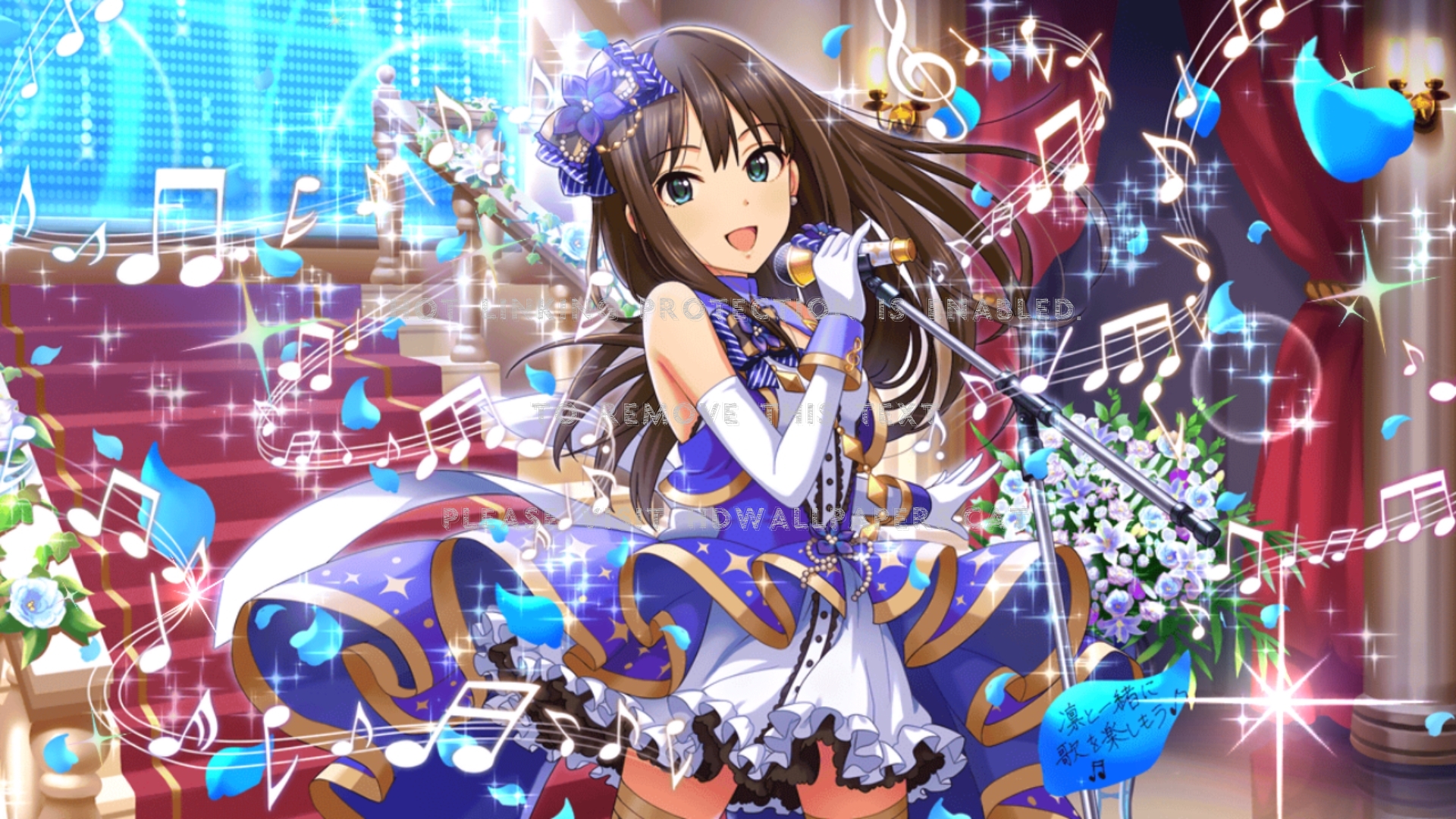 Singer Girl Musical Notes Pretty Anime Cute - Idolmaster Cinderella Girl Rin - HD Wallpaper 