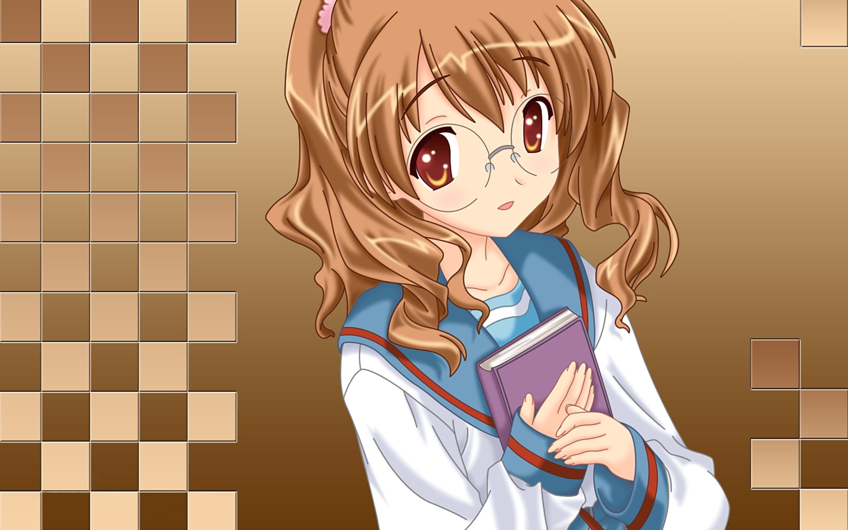 Anime Girl Wearing Glasses - HD Wallpaper 