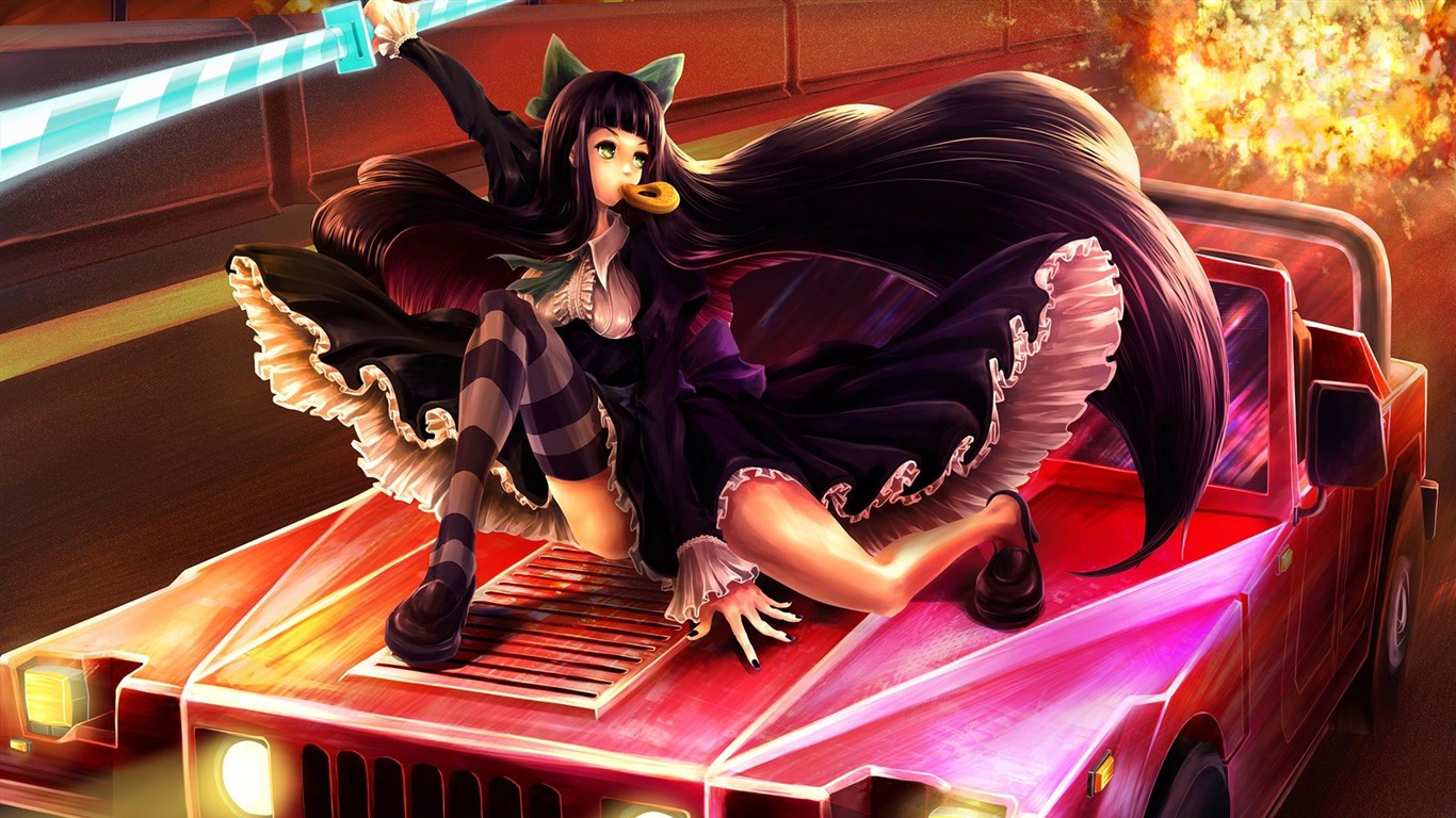 Car Girl-anime Widescreen Hd Wallpaper2013 - Cute Anime Girl Wallpaper Hd - HD Wallpaper 