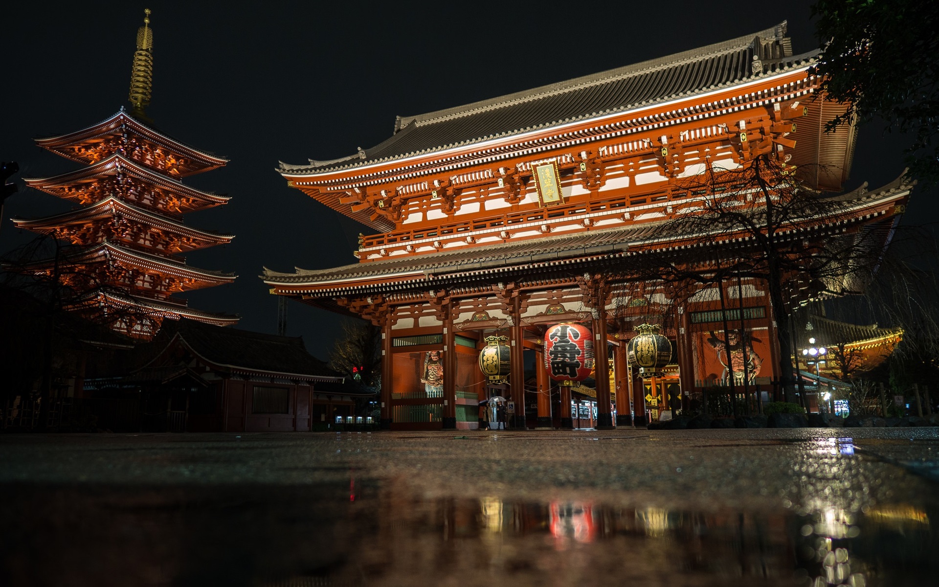 Wallpaper Sensoji Temple, Japan, Night - Hōzōmon - HD Wallpaper 