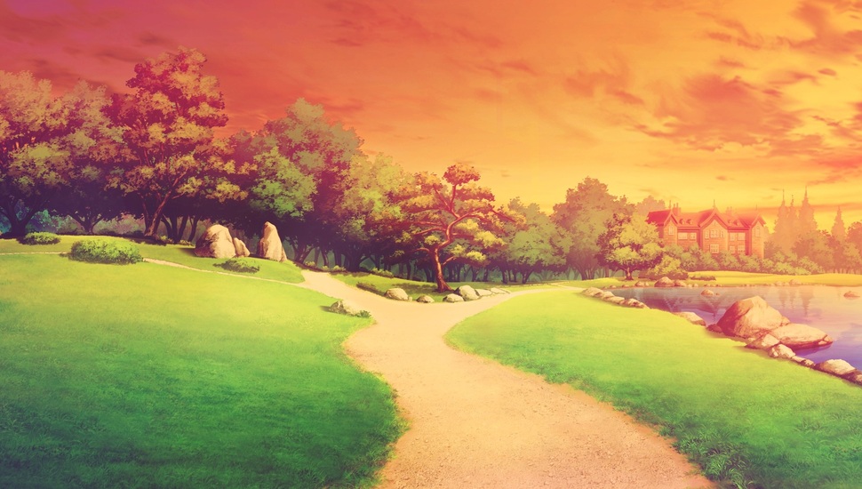 Landscapes, Nature, Sunset, Art, Anime, Shinsei Ni - Scenery Anime - HD Wallpaper 