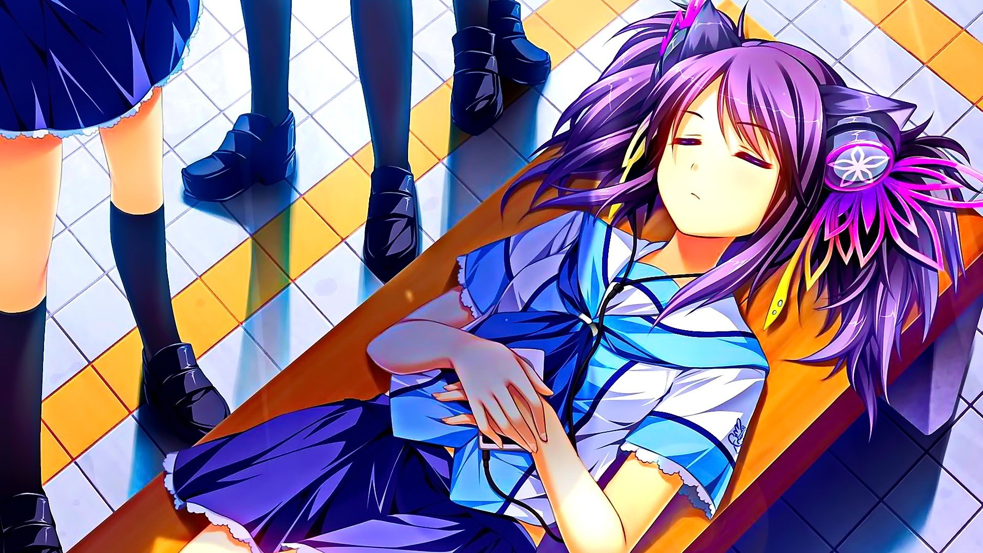 High Resolution School Anime Girl 1080p Wallpaper Id - Otomimi ∞ Infinity - HD Wallpaper 