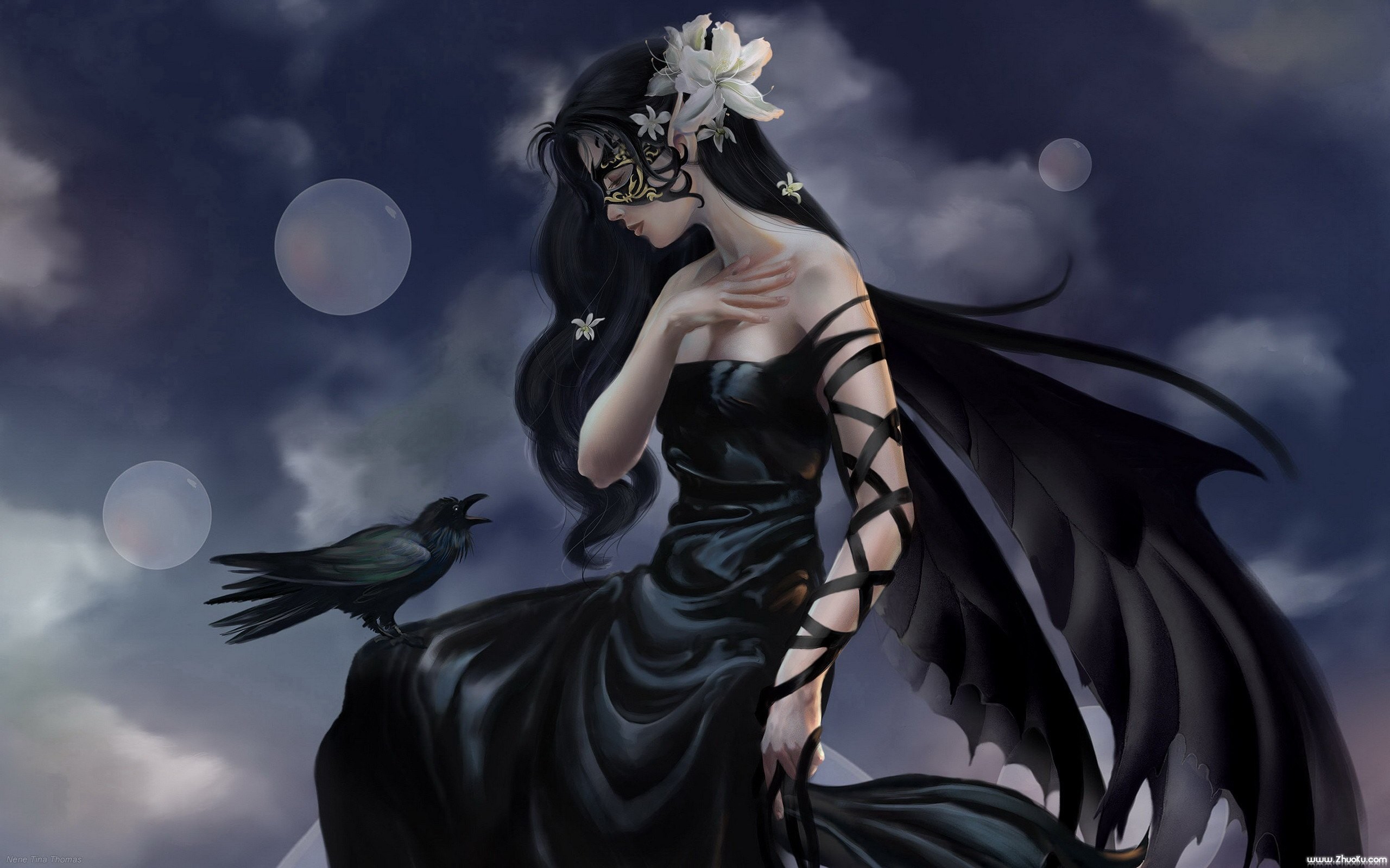 Hd Widescreen Wallpapers Cg - Fantasy Raven Girl - HD Wallpaper 