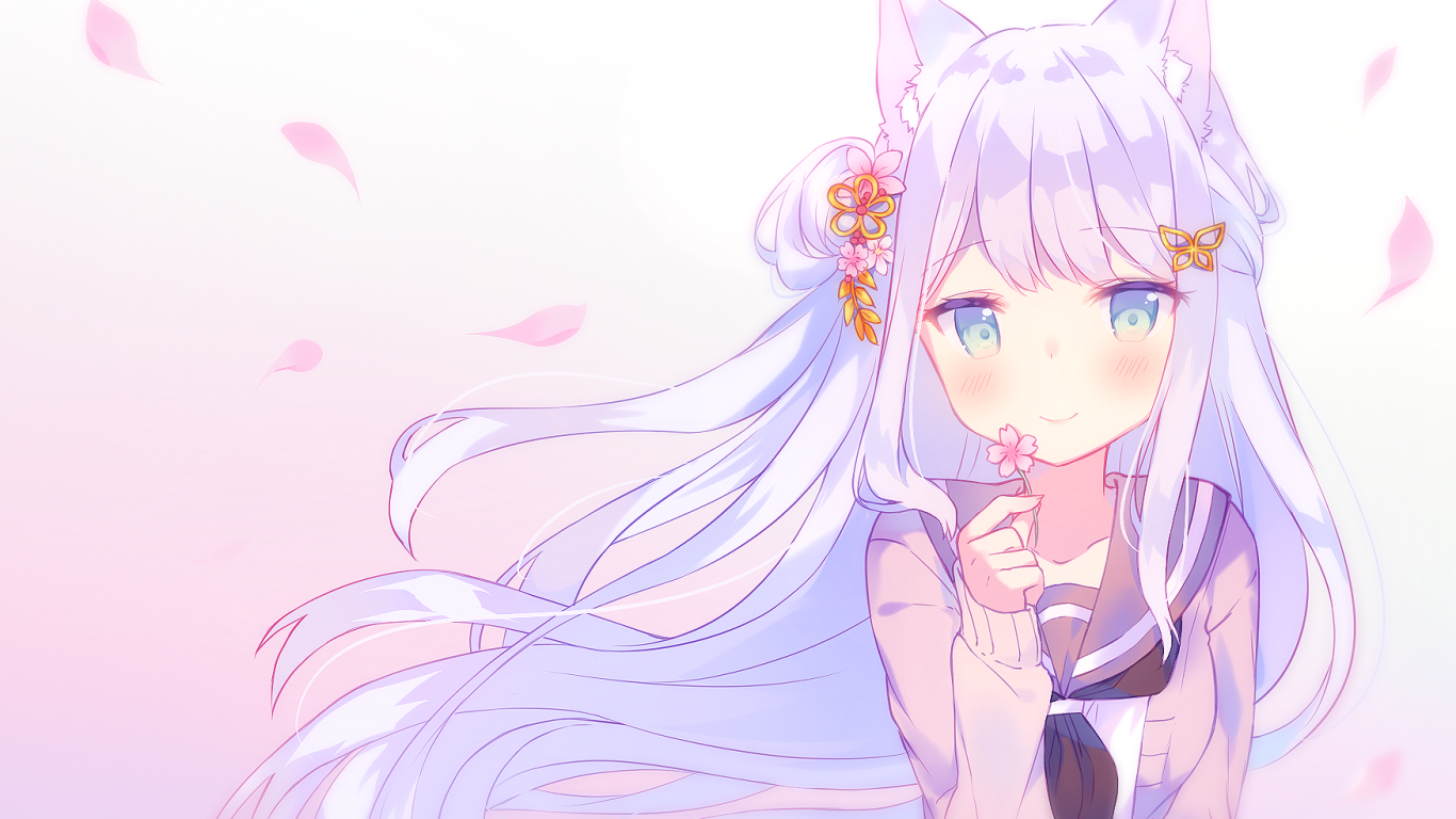 Anime Cat Girl, Cute, Loli, Long Hair, Animal Ears, - Cute Wallpapers For Chromebooks - HD Wallpaper 