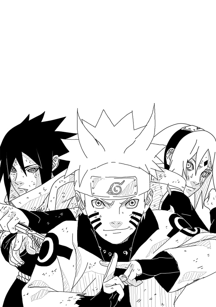 Naruto, Sasuke, And Sakura Illustration, Naruto Shippuuden, - Naruto Team 7 Manga - HD Wallpaper 
