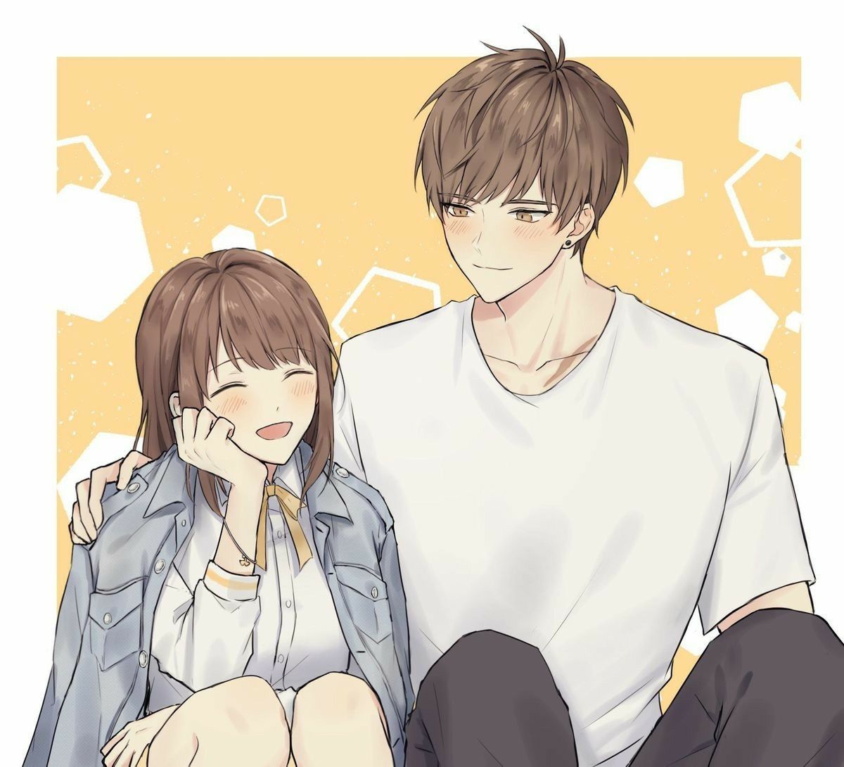 Cute Anime Couples Cuddling - HD Wallpaper 