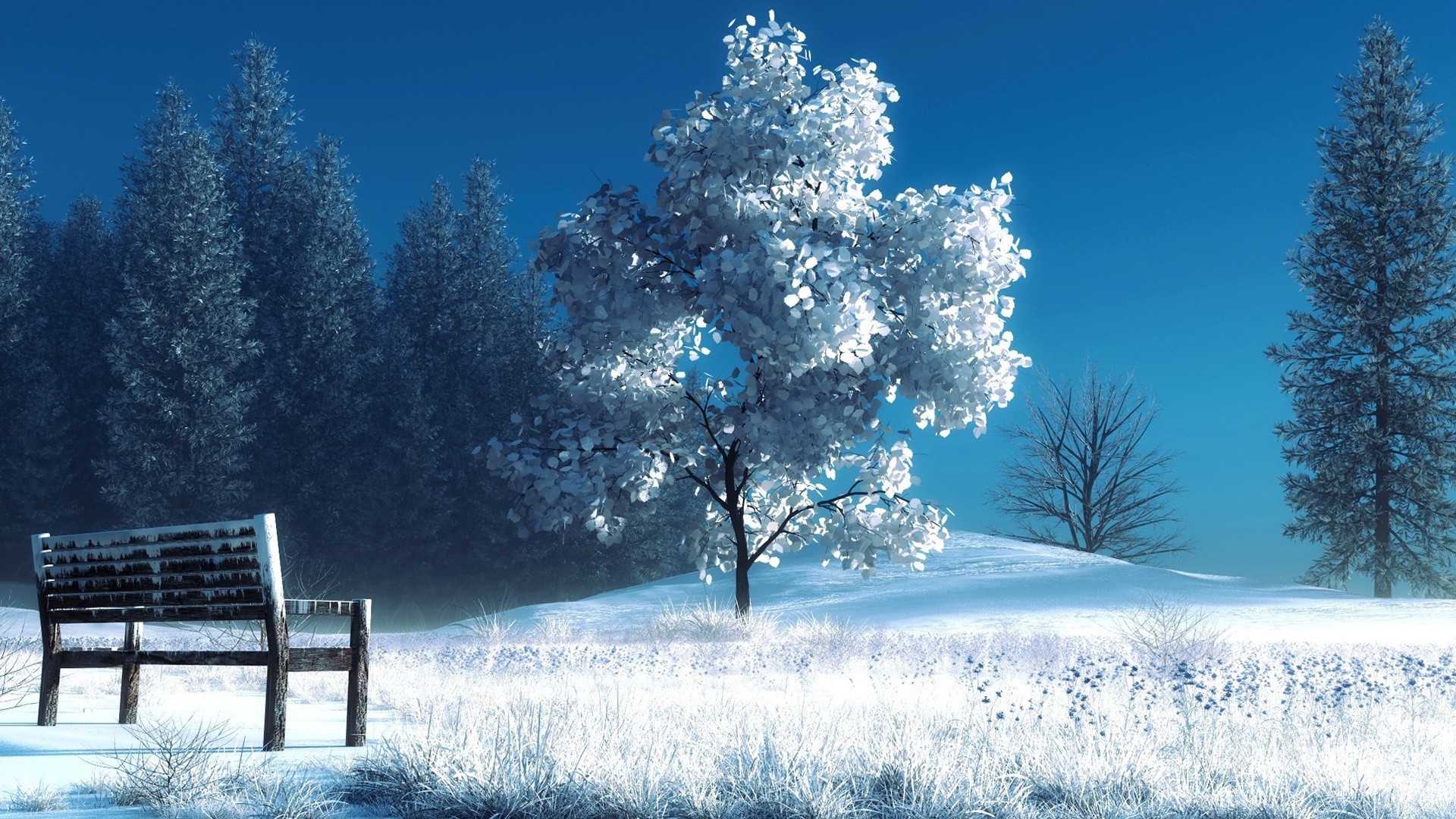Winter Landscape - HD Wallpaper 