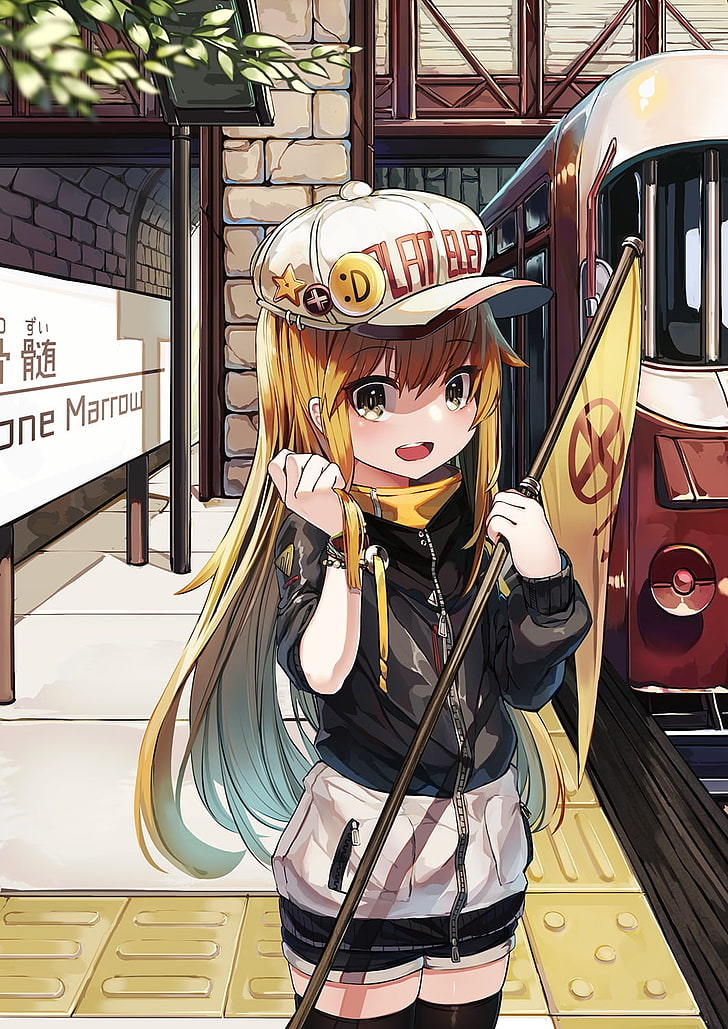 Hataraku Saibou, Anime Girls, Cells, Loli, Hat, Blonde, - Hataraku Saibou Platelet Art - HD Wallpaper 