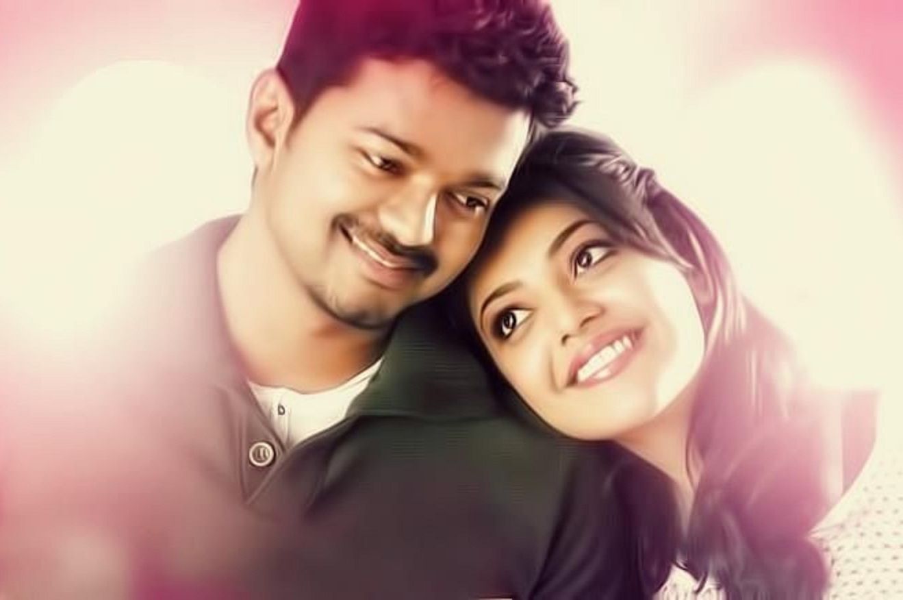 Kajal Agarwal And Vijay Wallpaper Download - Vijay And Samantha Kajal Nithya Menon - HD Wallpaper 