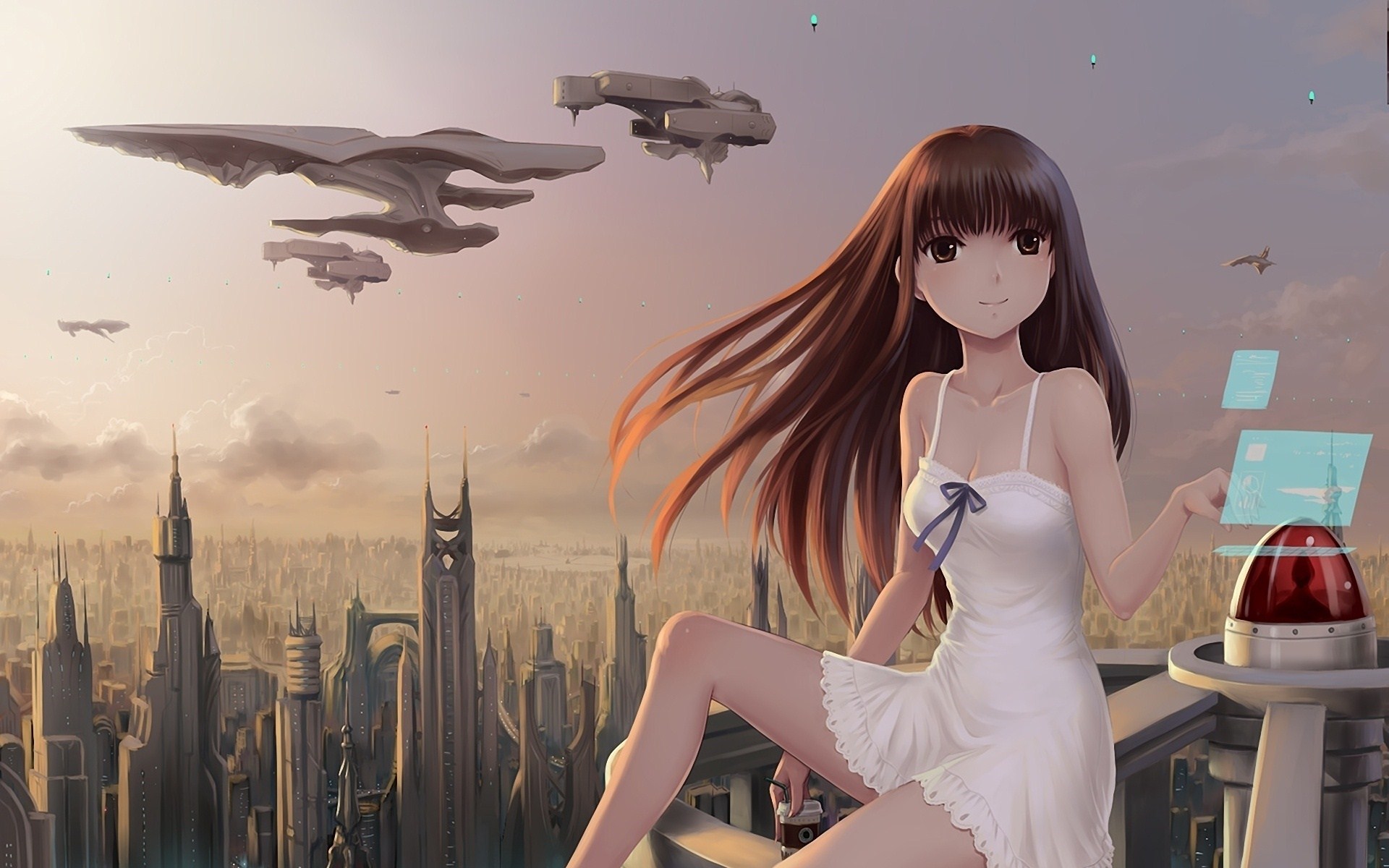 Old Anime Wallpaper S - Anime Girl Future City - HD Wallpaper 