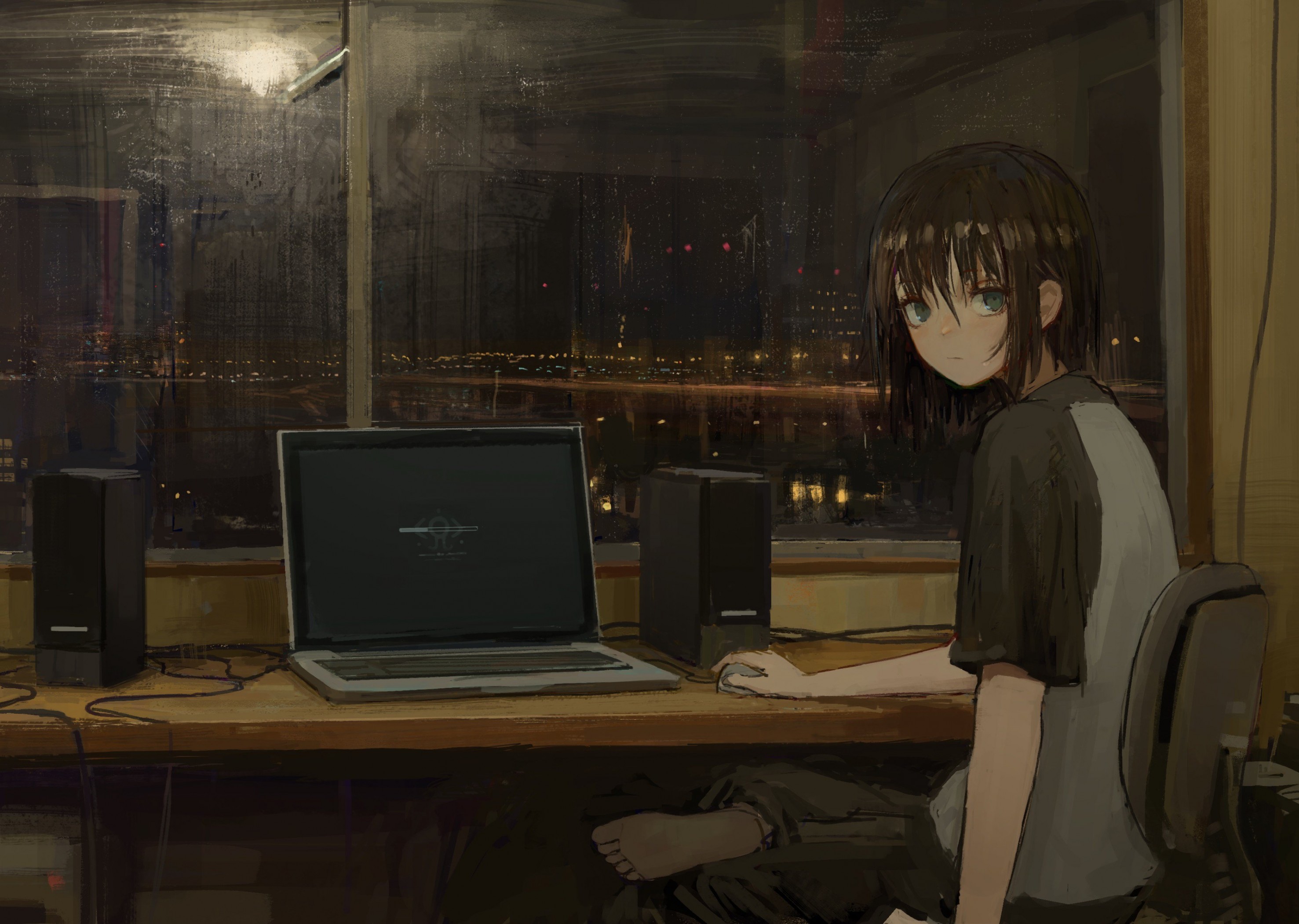 Anime Girl, Room, Bored, Brown Hair, Slice Of Life, - Serial Experiments Lain Room - HD Wallpaper 