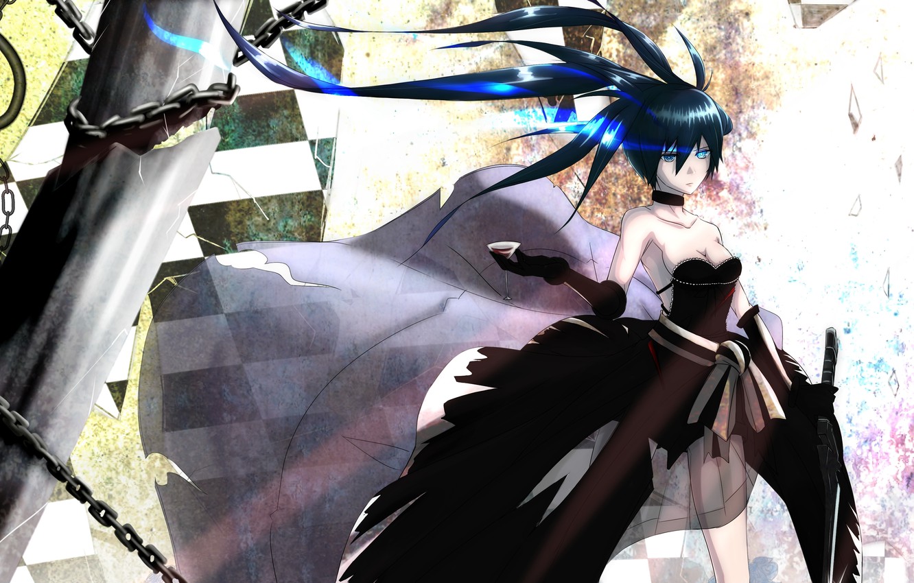 Photo Wallpaper Girl, Weapons, Glass, Katana, Anime, - Black Rock Shooter Mato - HD Wallpaper 