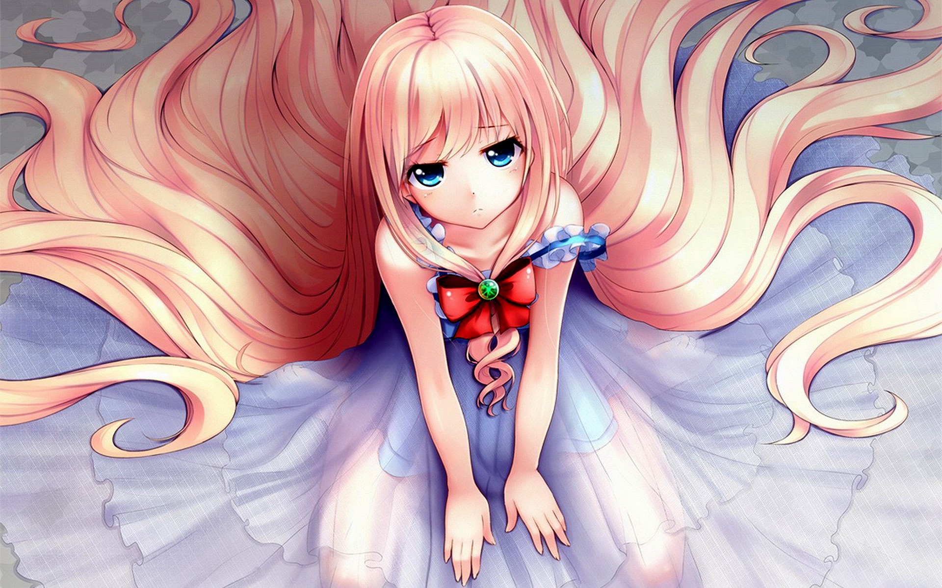 Wallpaper - Anime Girl With Long Blond Hair - HD Wallpaper 
