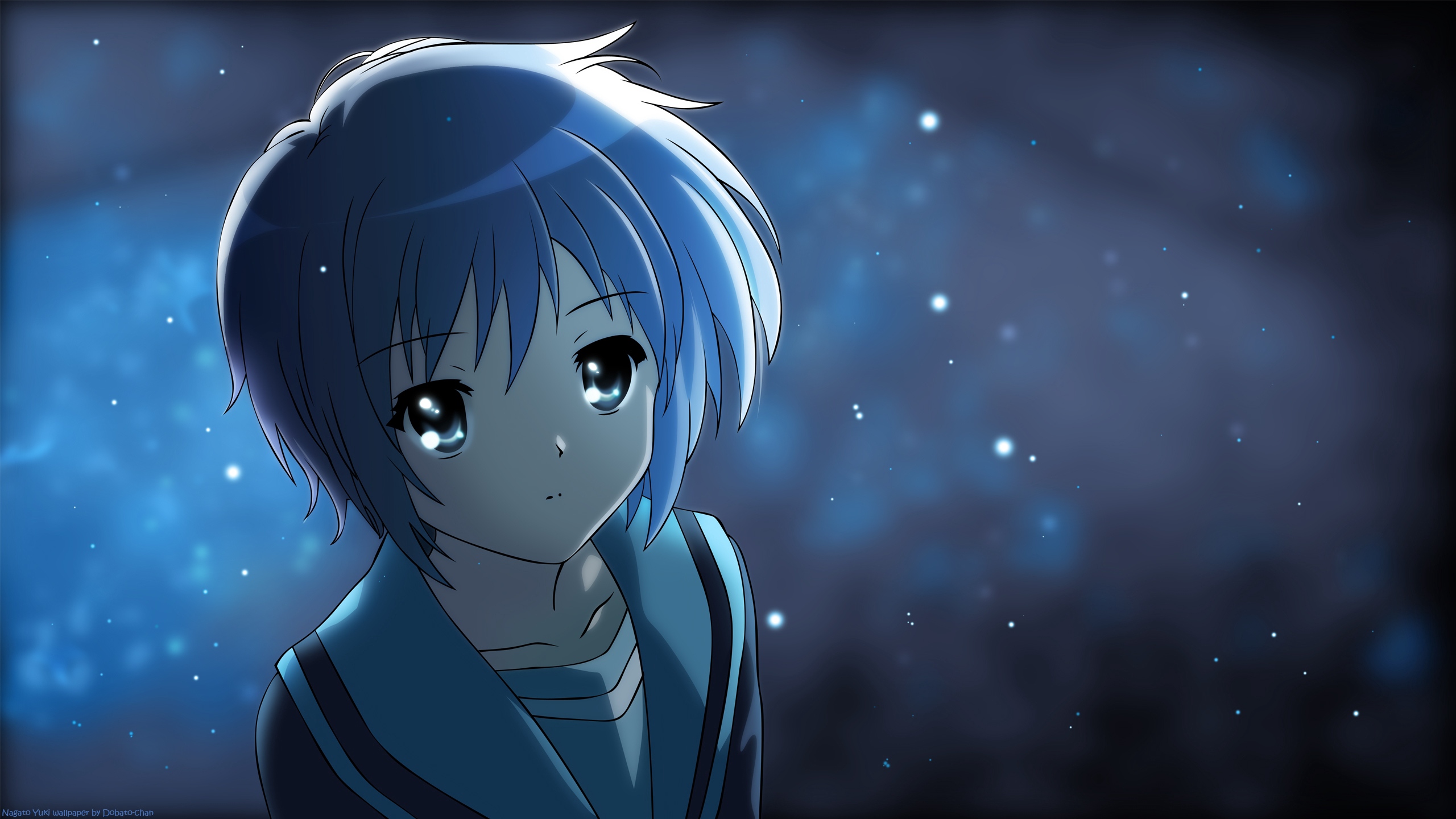 Wallpaper Anime, Girl, Cute, Lights, Night - Yuki Nagato - HD Wallpaper 