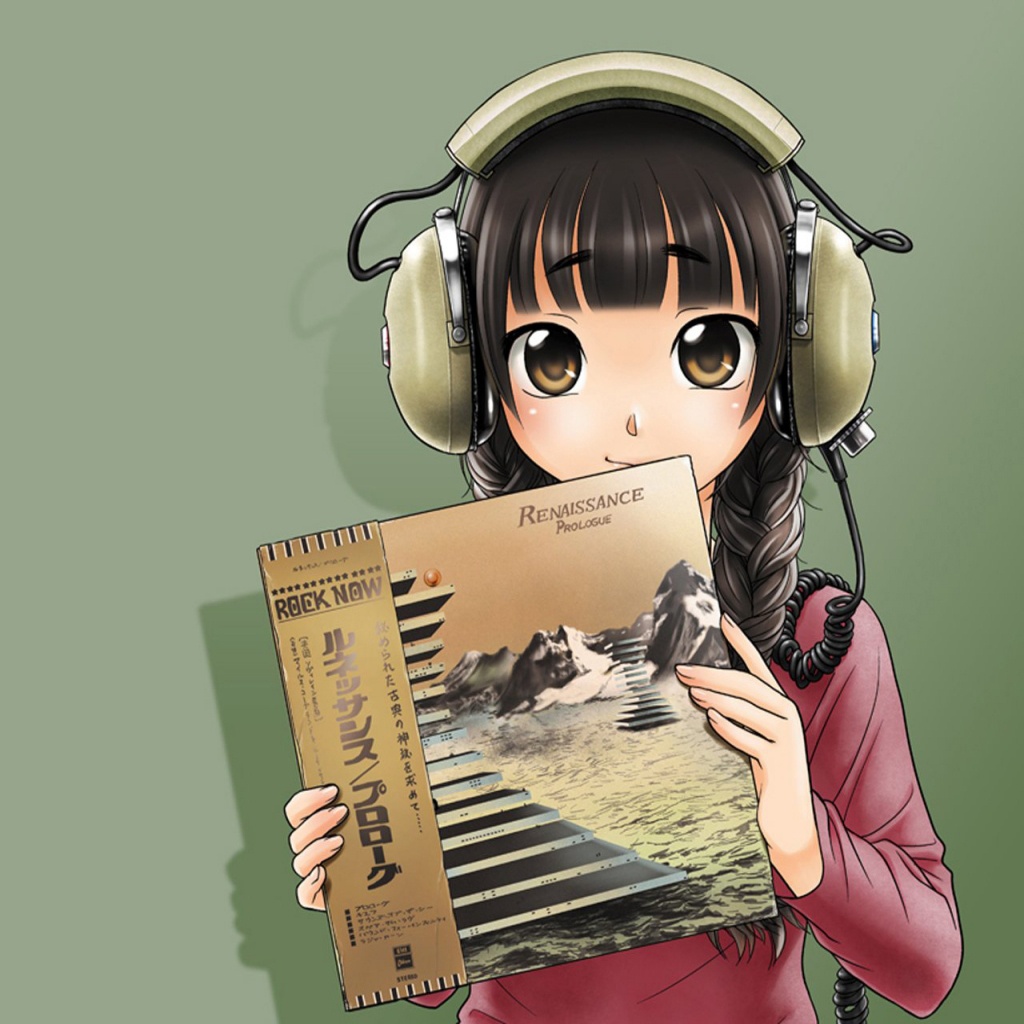 Anime Girl Wearing Headphones Wallpaper - Music Headphone Anime Girl -  1024x1024 Wallpaper 