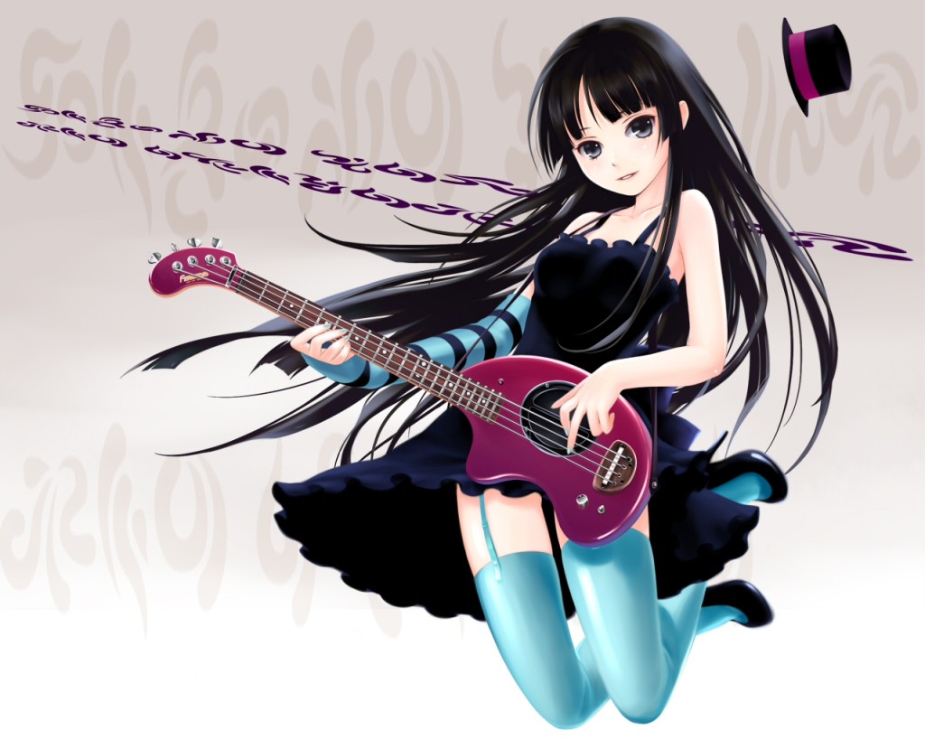 Anime Girl Black Hair Guitar - 1024x819 Wallpaper 