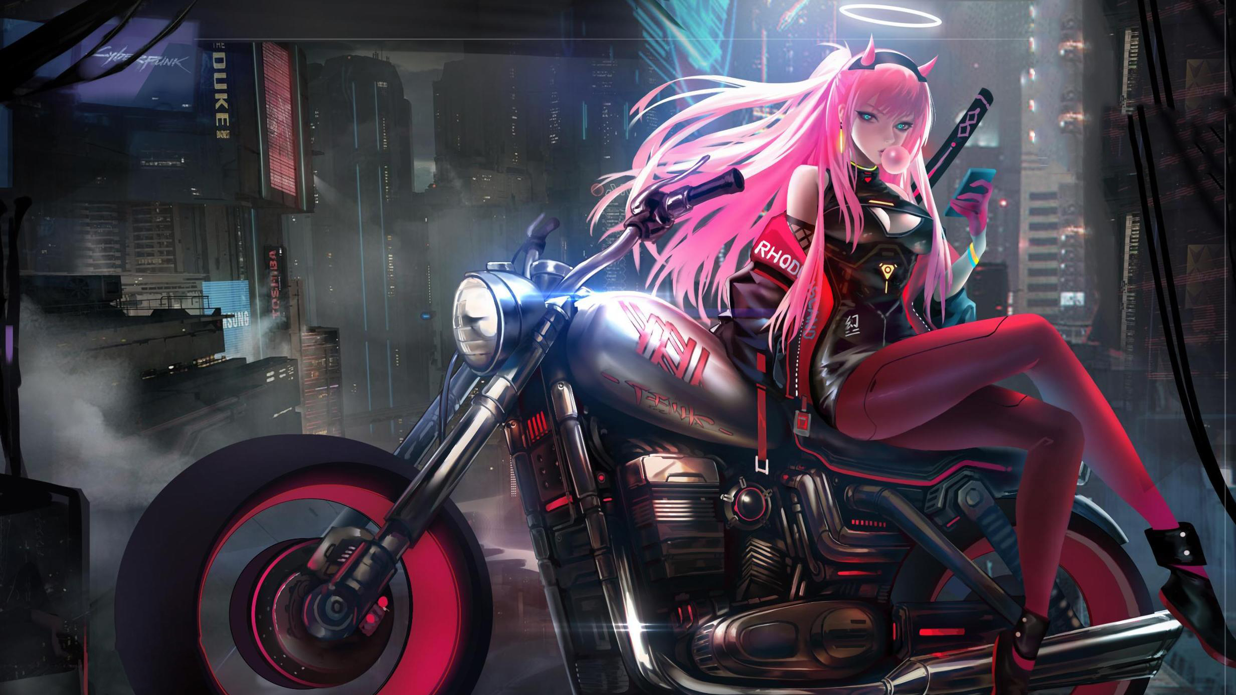 Anime Girl With Motorcycle - HD Wallpaper 