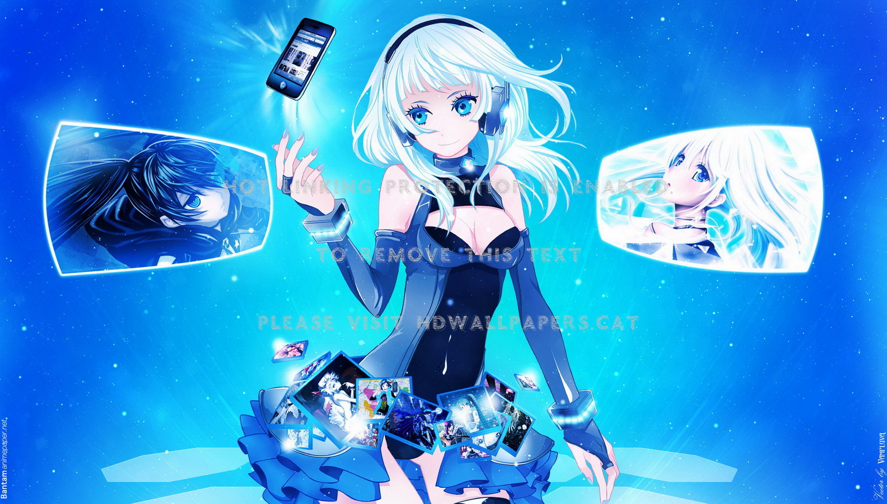 My Anime World Games Blue Eyes Cute Girl Ia - Anime Girls With Headphones -  1800x1024 Wallpaper 