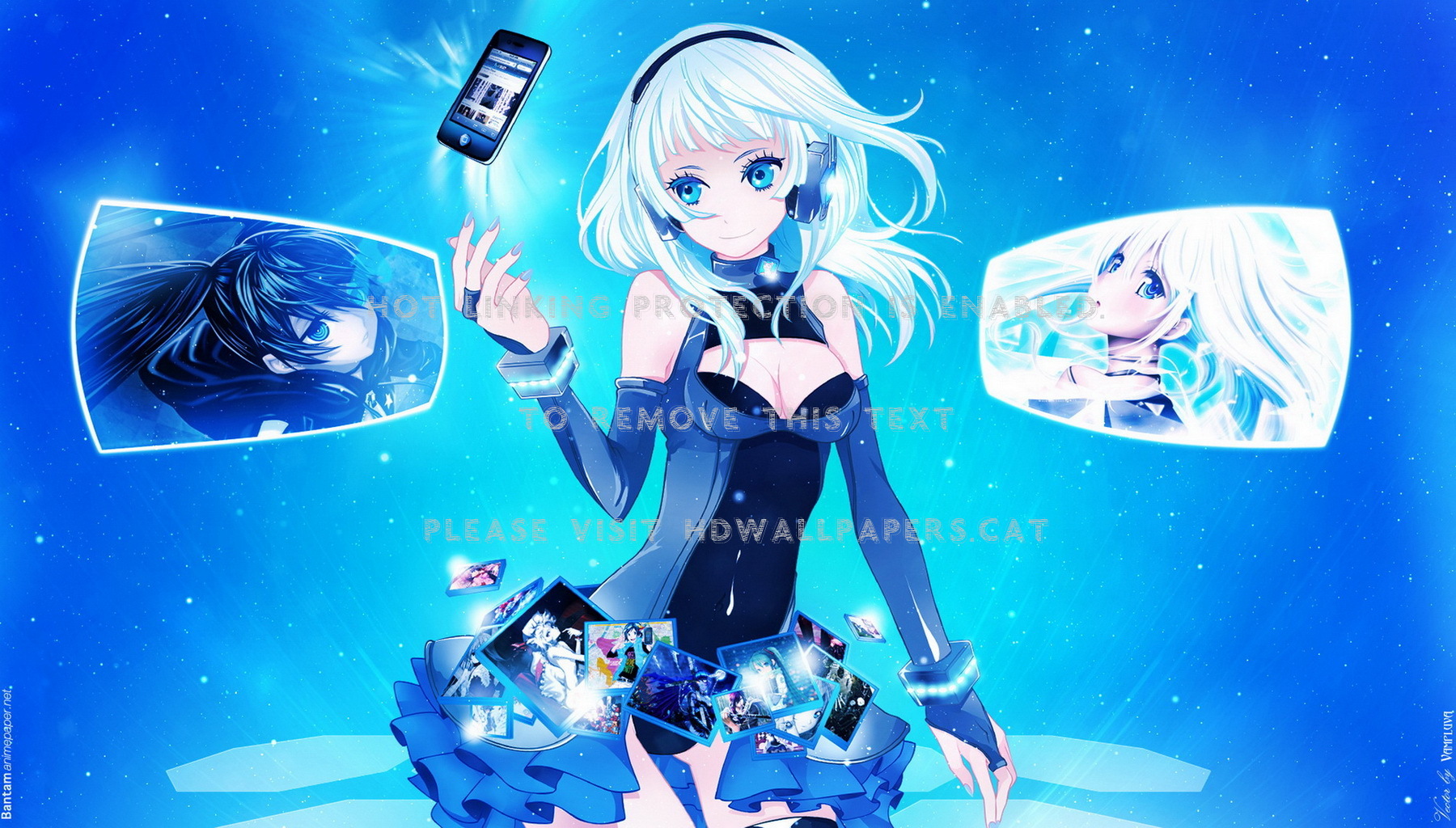 My Anime World Games Blue Eyes Cute Girl Ia - Anime Girls With Headphones - HD Wallpaper 