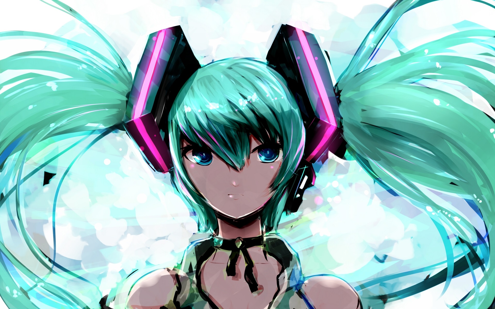 Wallpaper Blue Hair Anime Girl, Hatsune Miku, Art Drawing - Hatsune Miku Bangs - HD Wallpaper 