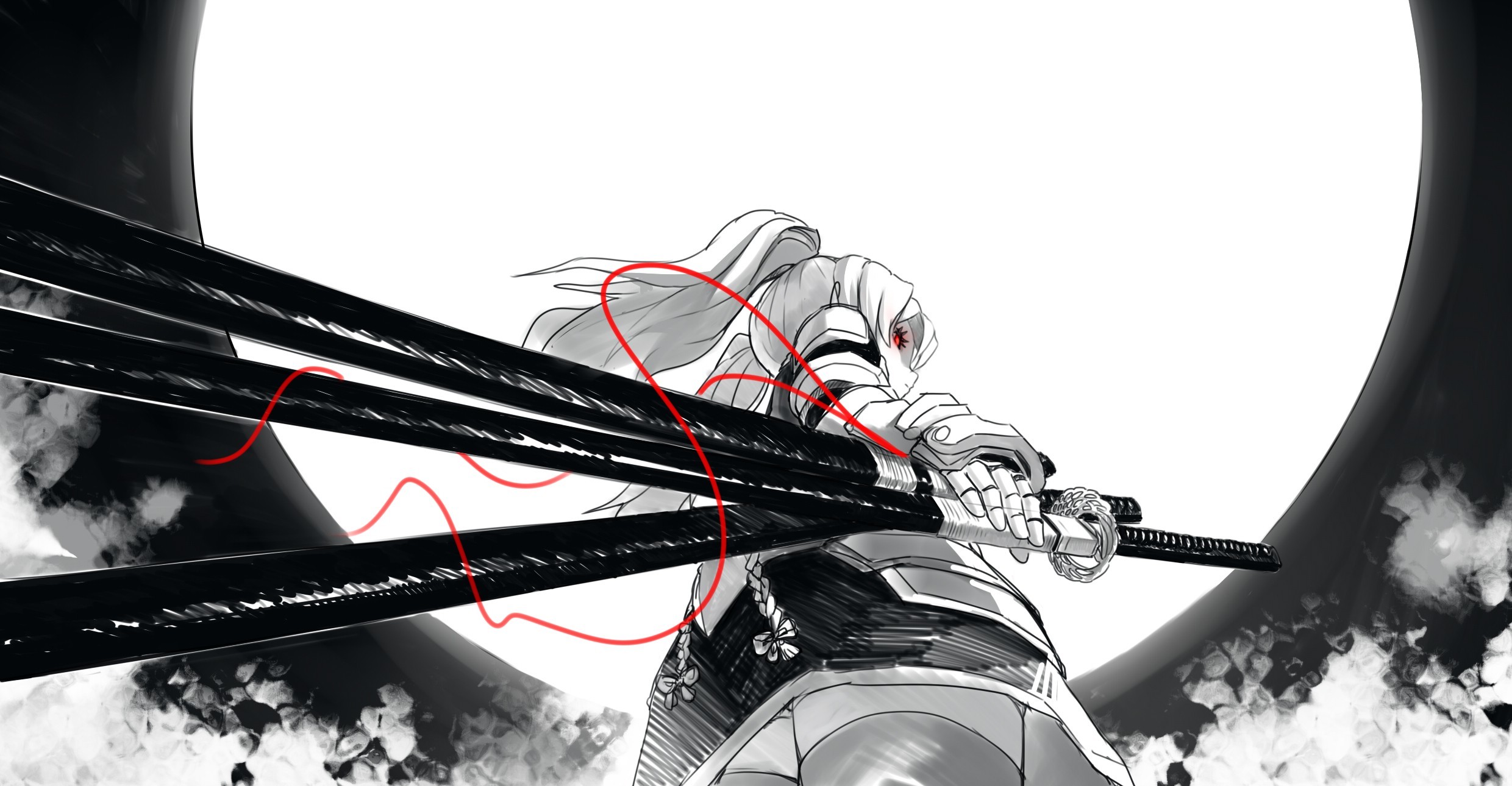 Drawing, Digital Art, Samurai, Sword, Katana, Dark, - Anime Samurai Sword Drawing - HD Wallpaper 