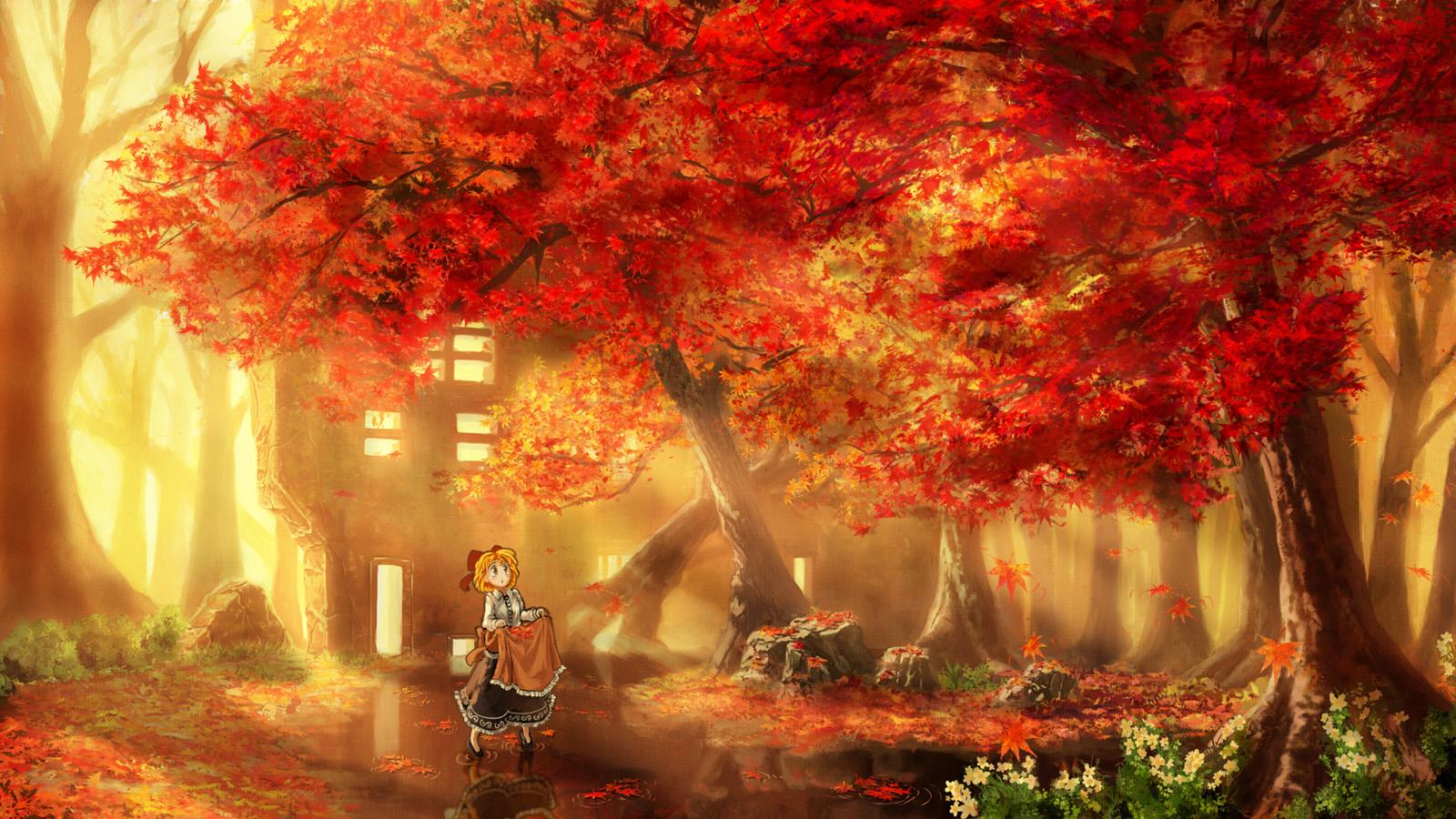 Anime Fall Background - Anime Autumn Wallpaper Hd - HD Wallpaper 